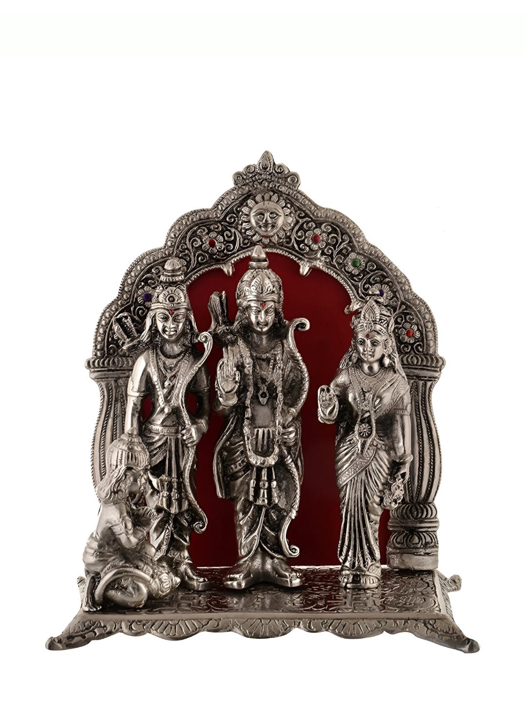 

INTERNATIONAL GIFT Silver-Toned Ram Darbar Idol Showpiece With Velvet Box