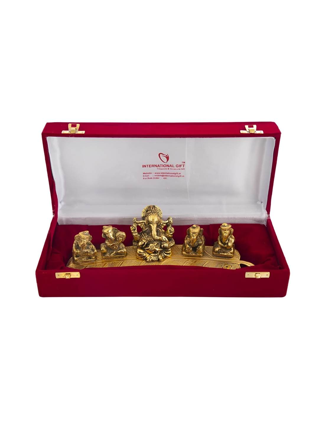 

INTERNATIONAL GIFT Gold & Silver-Plated Musical Ganesh God Brass Idol Showpiece