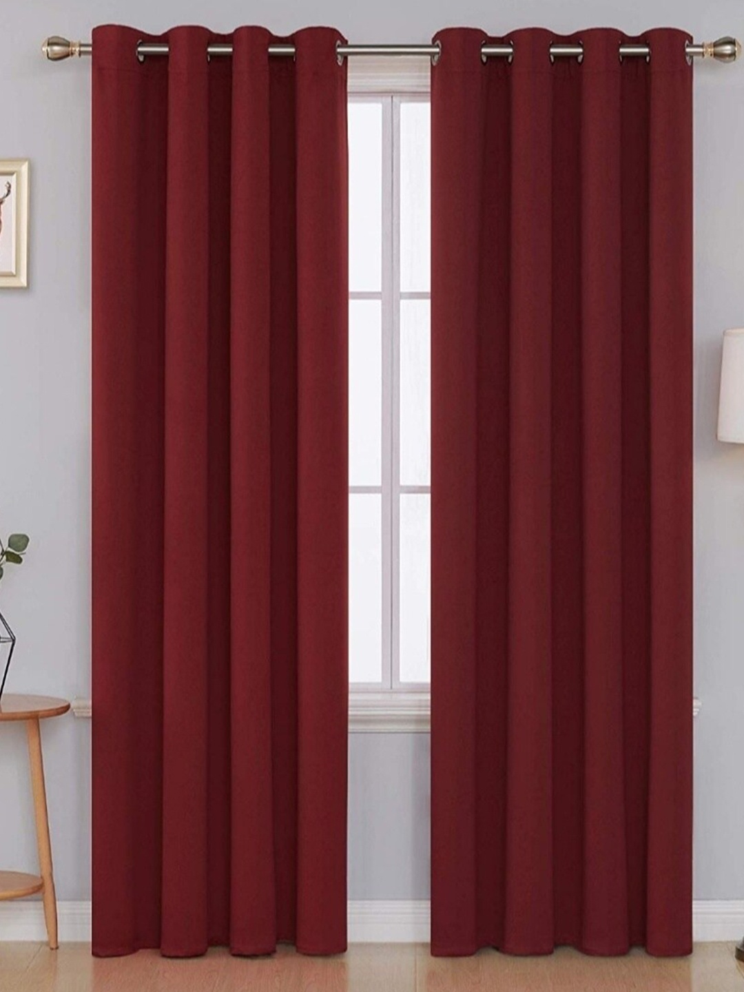 

COMFY HOME Maroon 2 Pieces Black Out Window Curtains