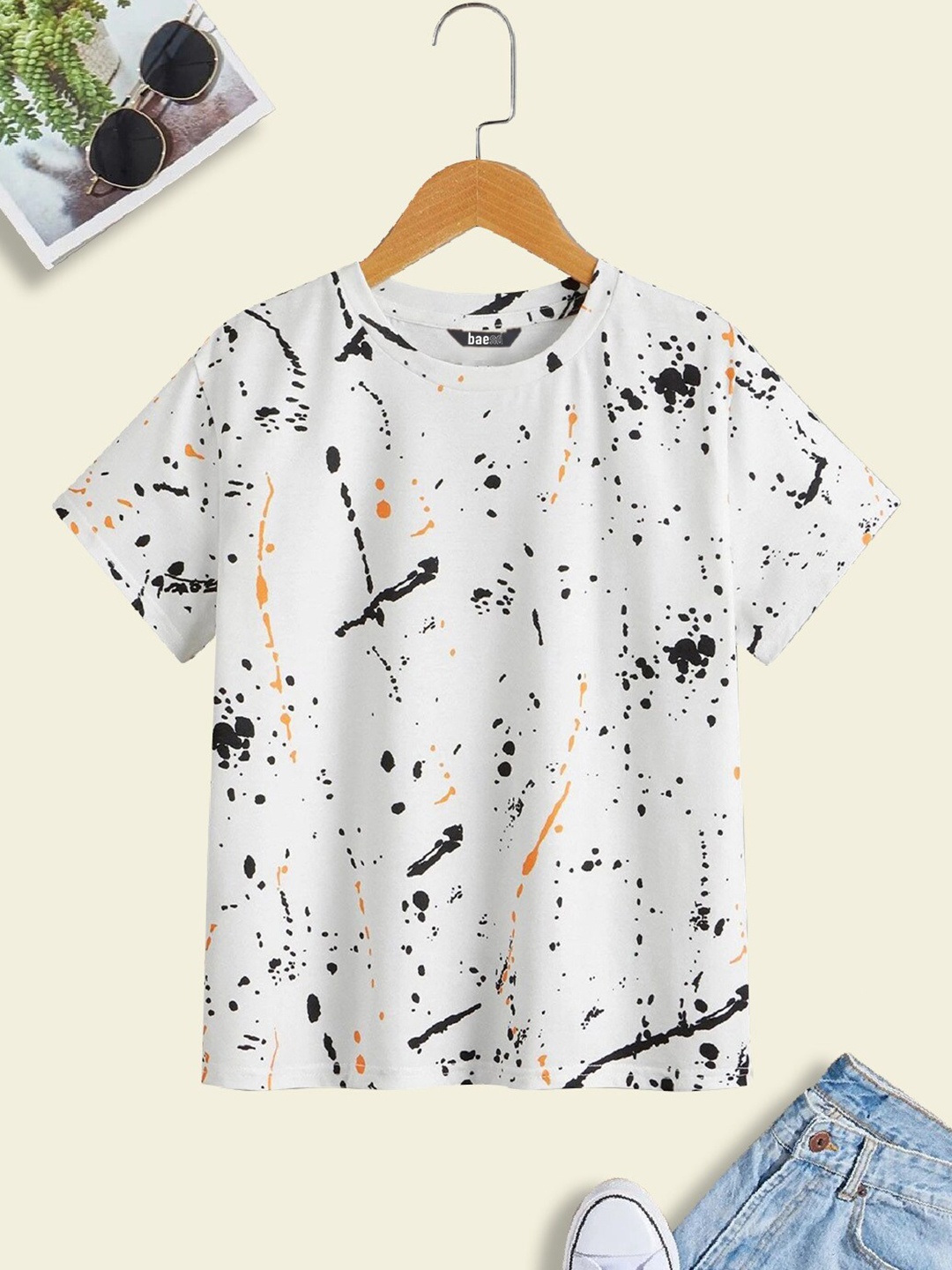 

BAESD Boys Abstract Printed Cotton T-shirt, White