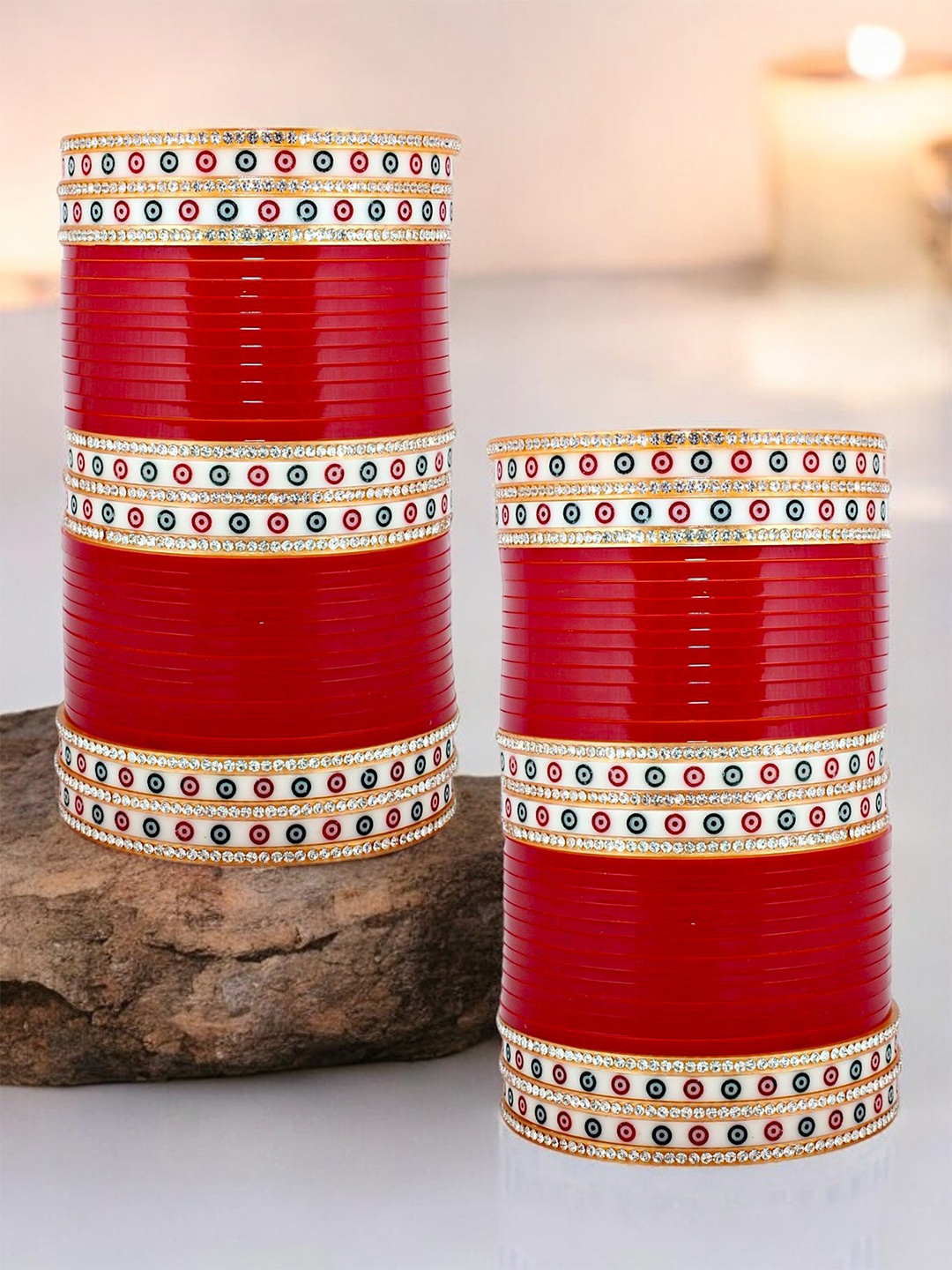 

LUCKY JEWELLERY Set Of 60 Stone-Studded Bangles, Maroon