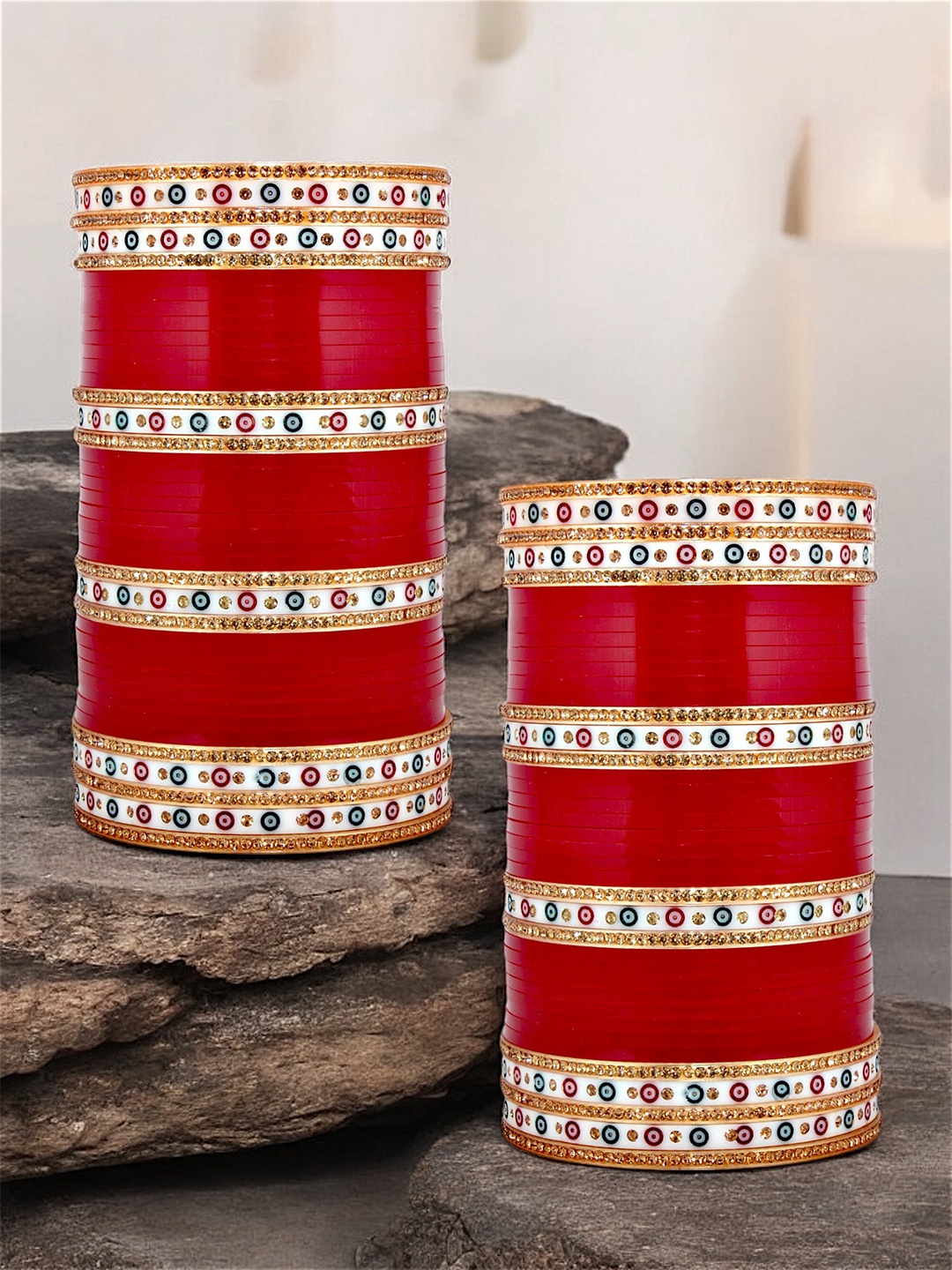 

LUCKY JEWELLERY Set Of 30 Stone-Studded Bangles, Maroon