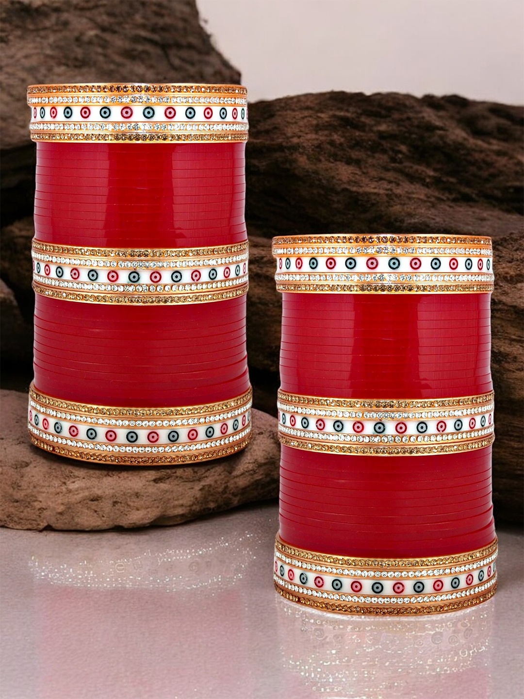 

LUCKY JEWELLERY Stone-Studded Bangles, Maroon