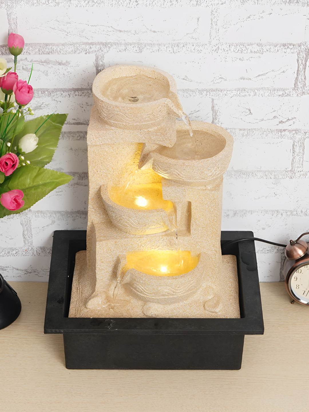 

Ancient Clock Makers Cream-Colored 4 Step Table Top Water Fountain