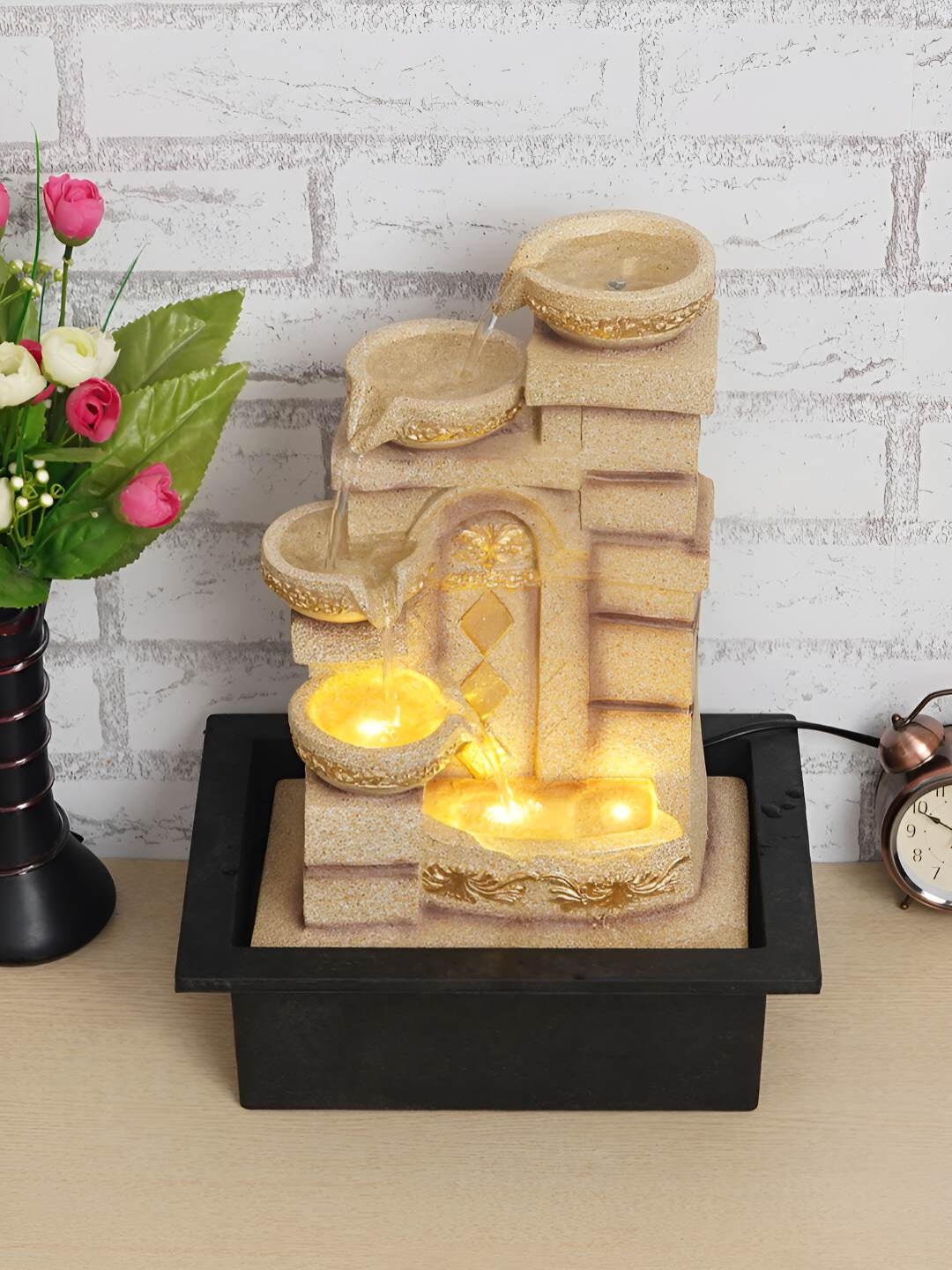 

Ancient Clock Makers Cream 4 Steps Table Top Water Fountain