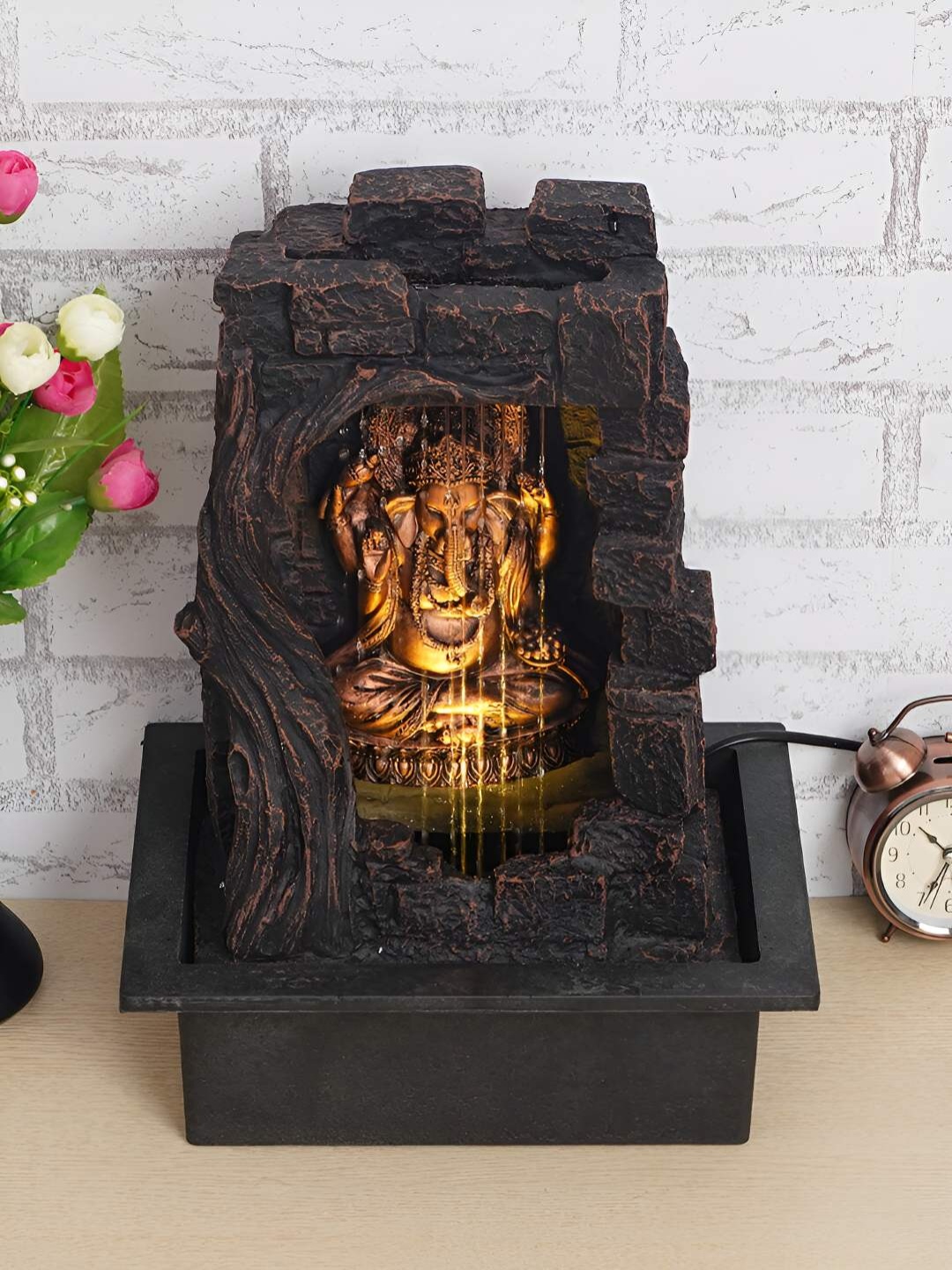 

Ancient Clock Makers Brown Ganesha Table Top Fountain