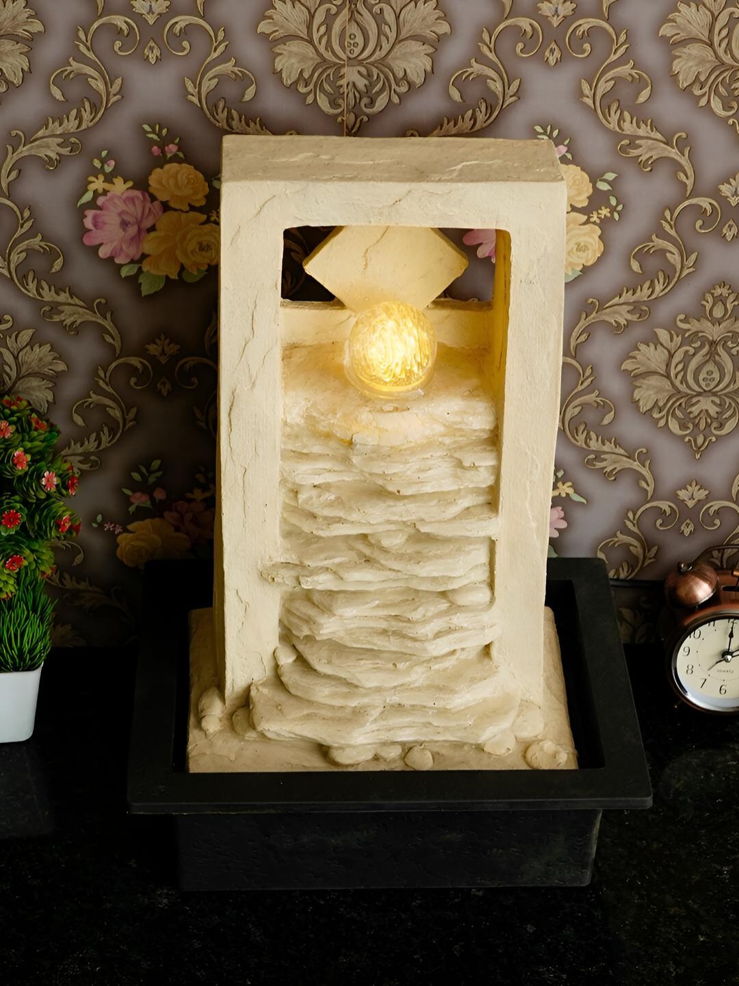 

Ancient Clock Makers Cream & Black Table Water Fountain