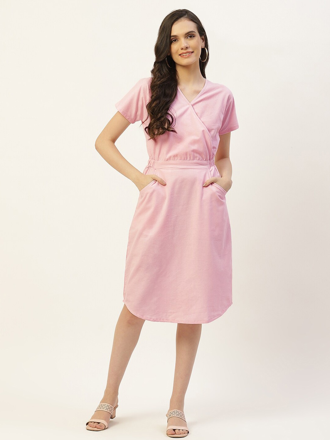 

BAESD Cotton Wrap Dress, Pink