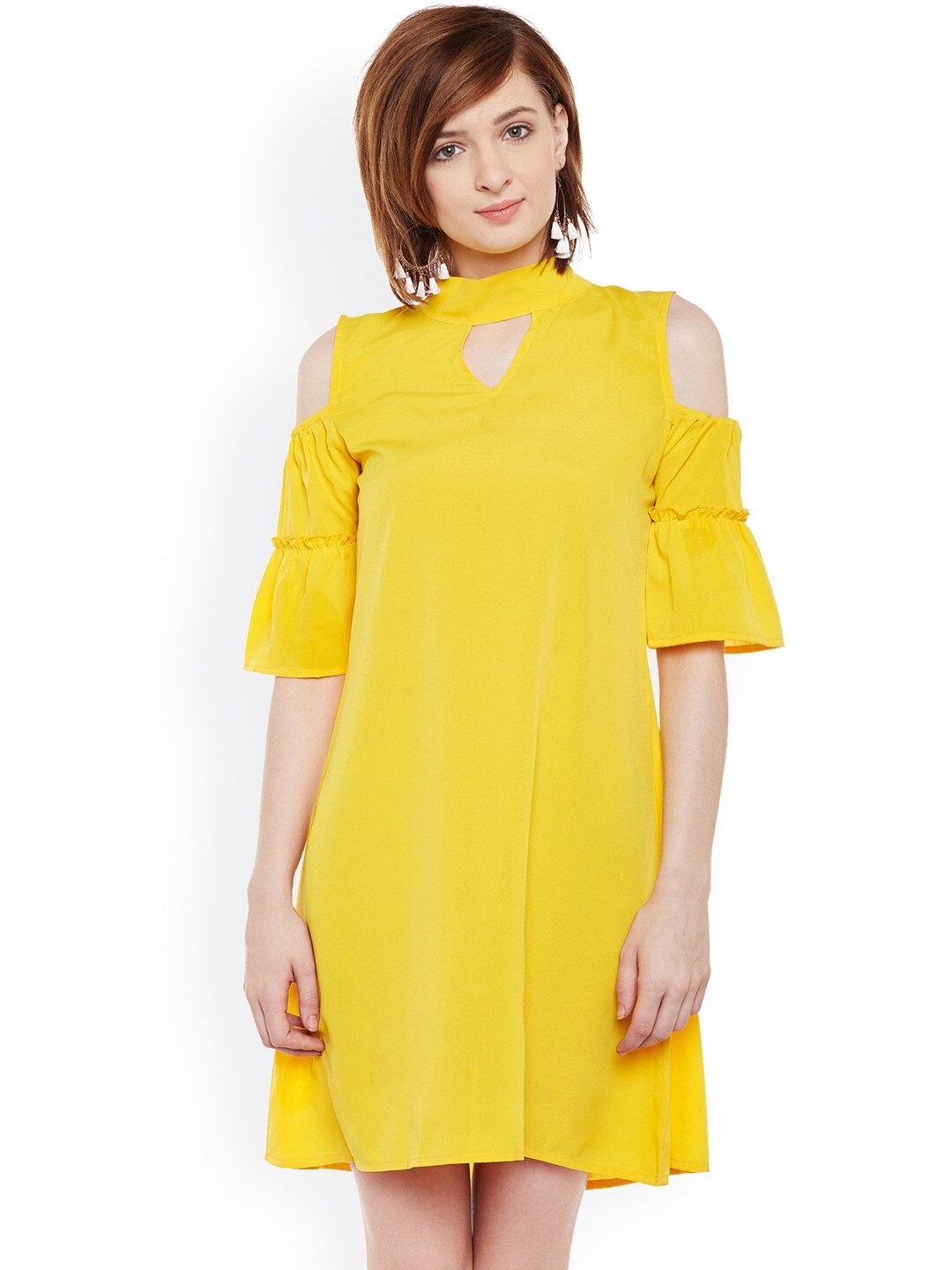 

BAESD High Neck High Neck A-Line Dress A-Line Dress, Yellow