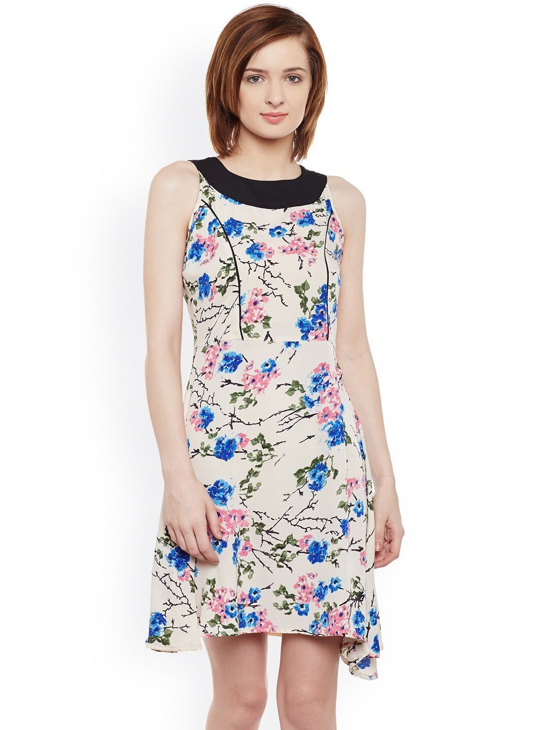 

BAESD Floral Printed Crepe A-Line Dress, Off white