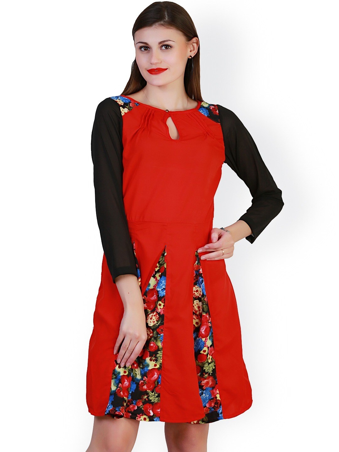 

BAESD Floral Printed A Line Mini Dress, Red