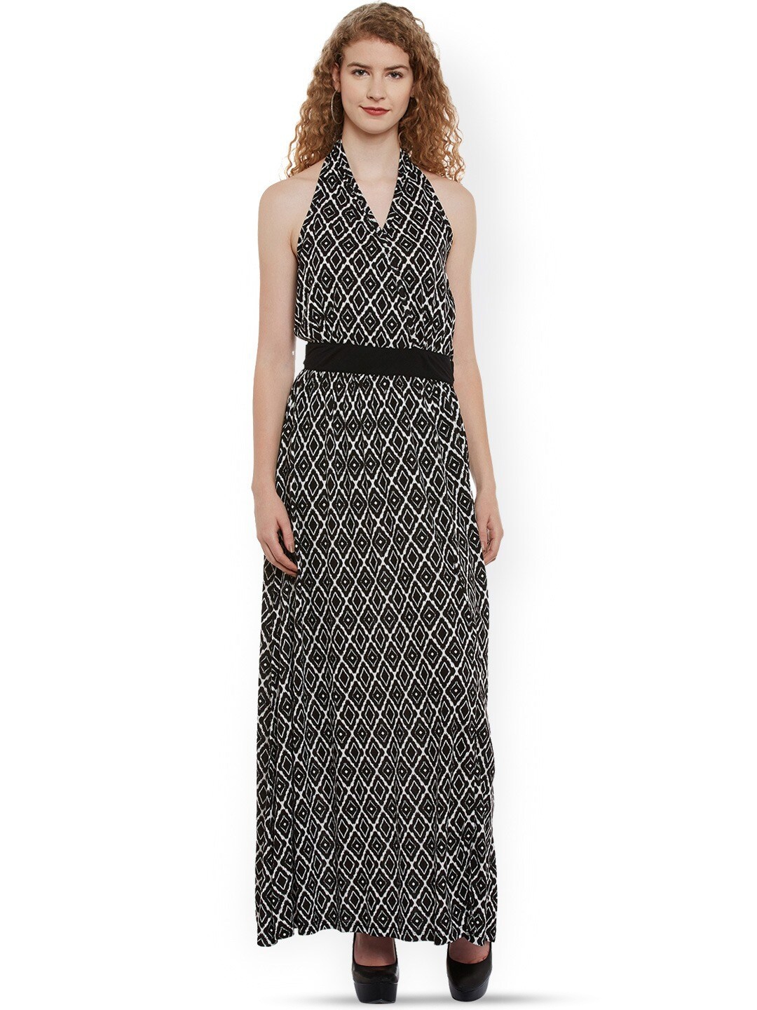 

BAESD Geometric Printed Cotton Maxi Dress, Black