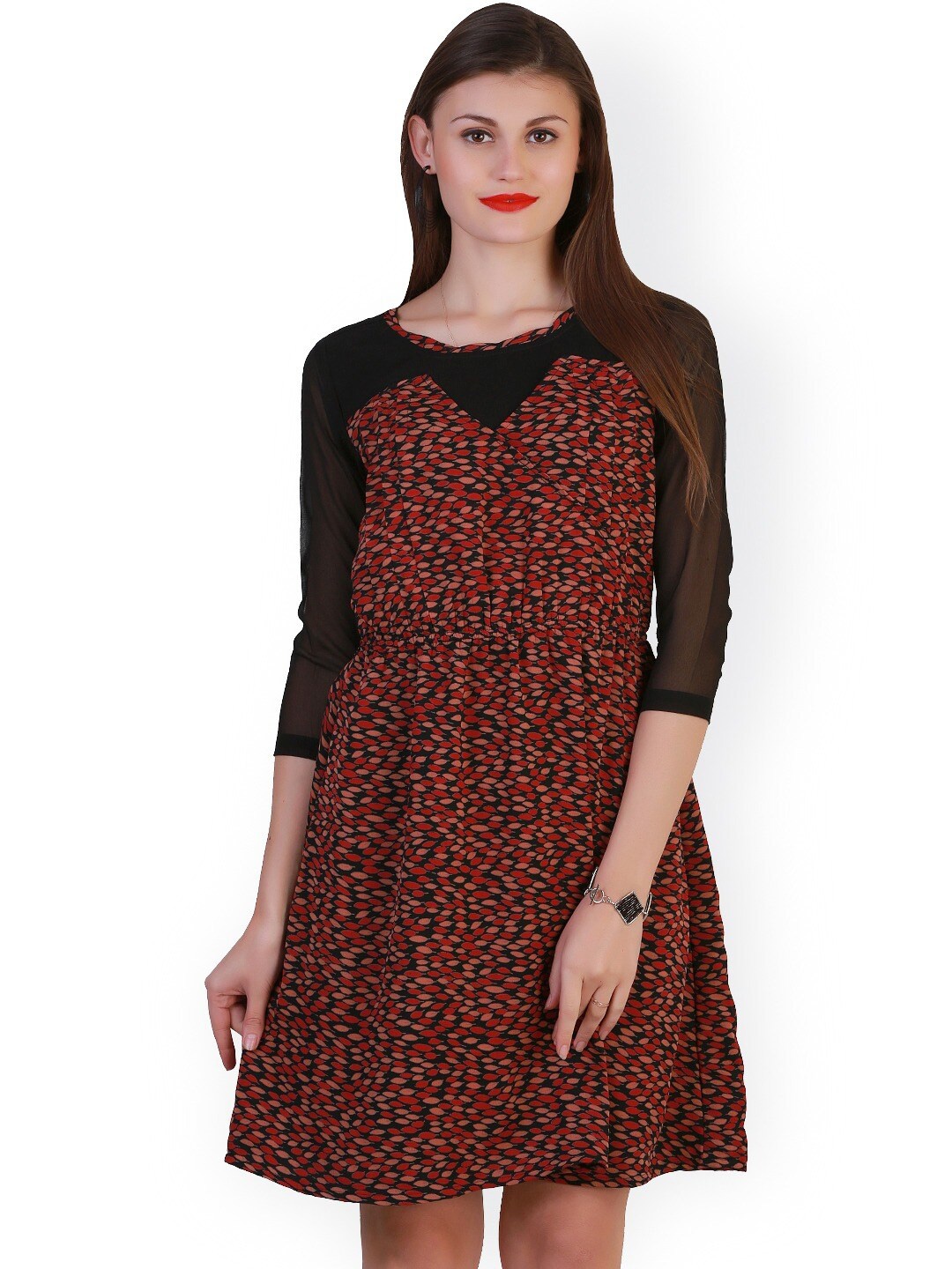 

BAESD Abstract Printed A-Line Dress, Black