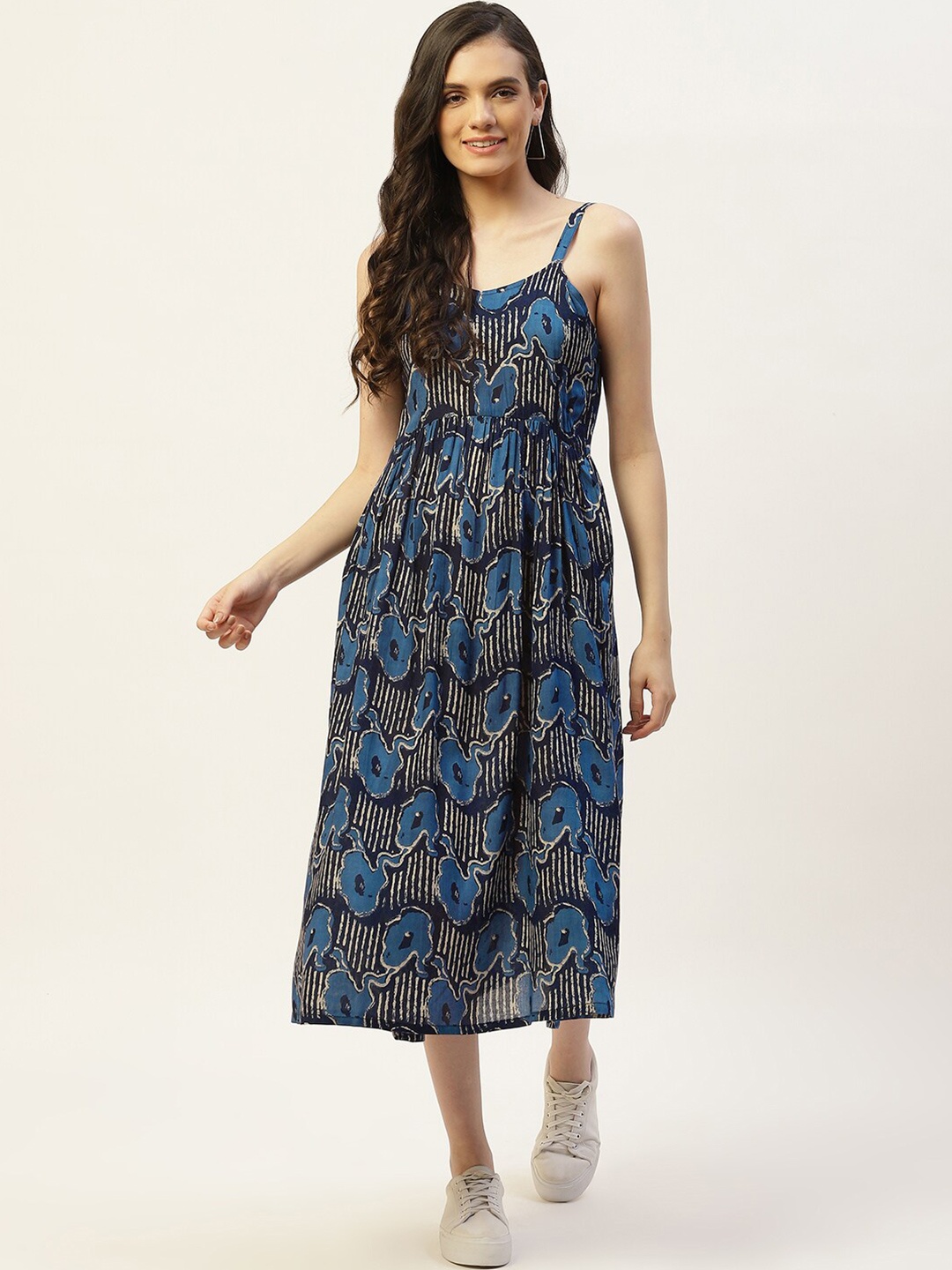 

BAESD Abstract Printed Sleeveless Fit & Flare Maxi Dress, Black
