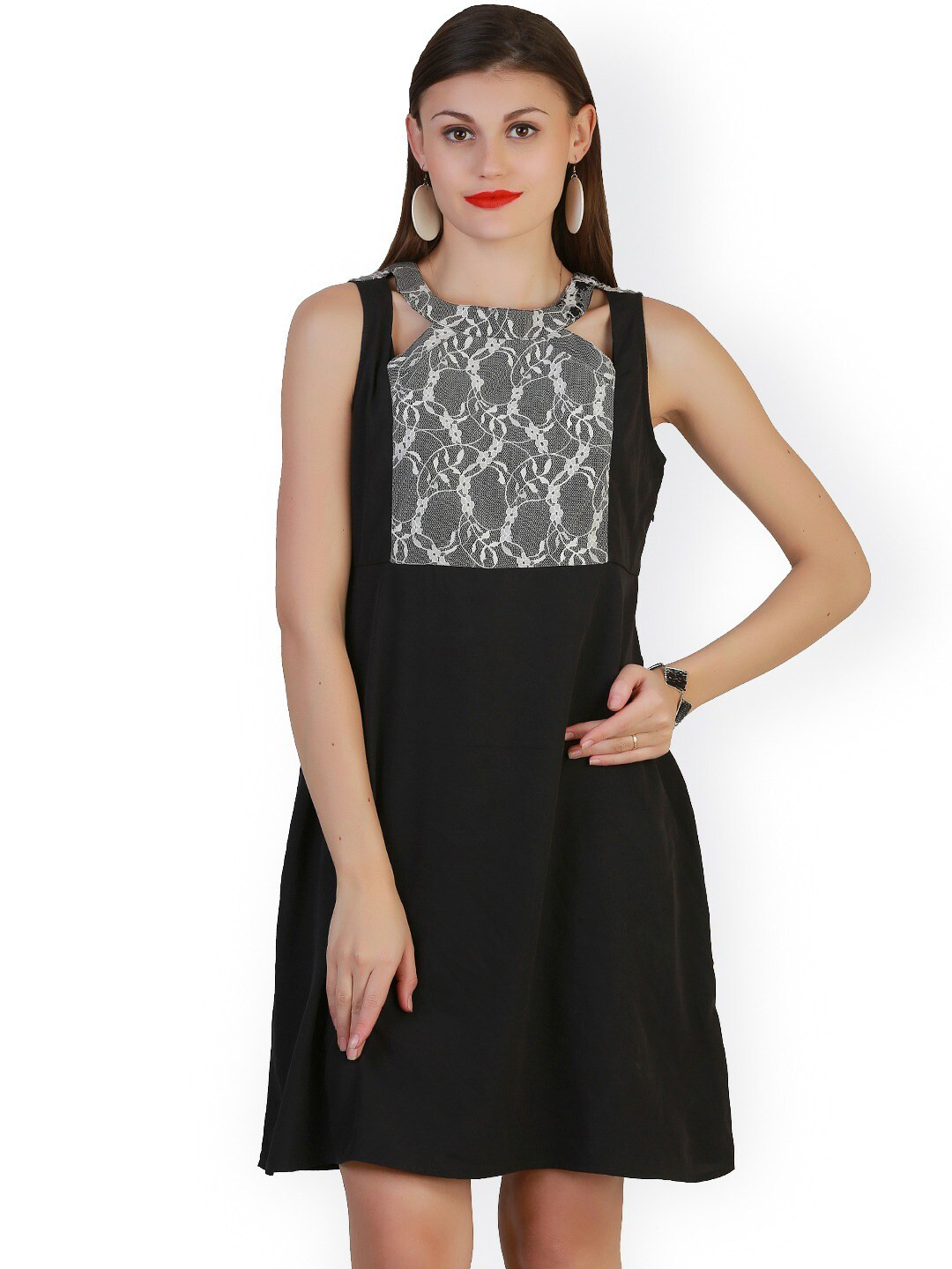 

BAESD Cut-Out Georgette A-Line Dress, White