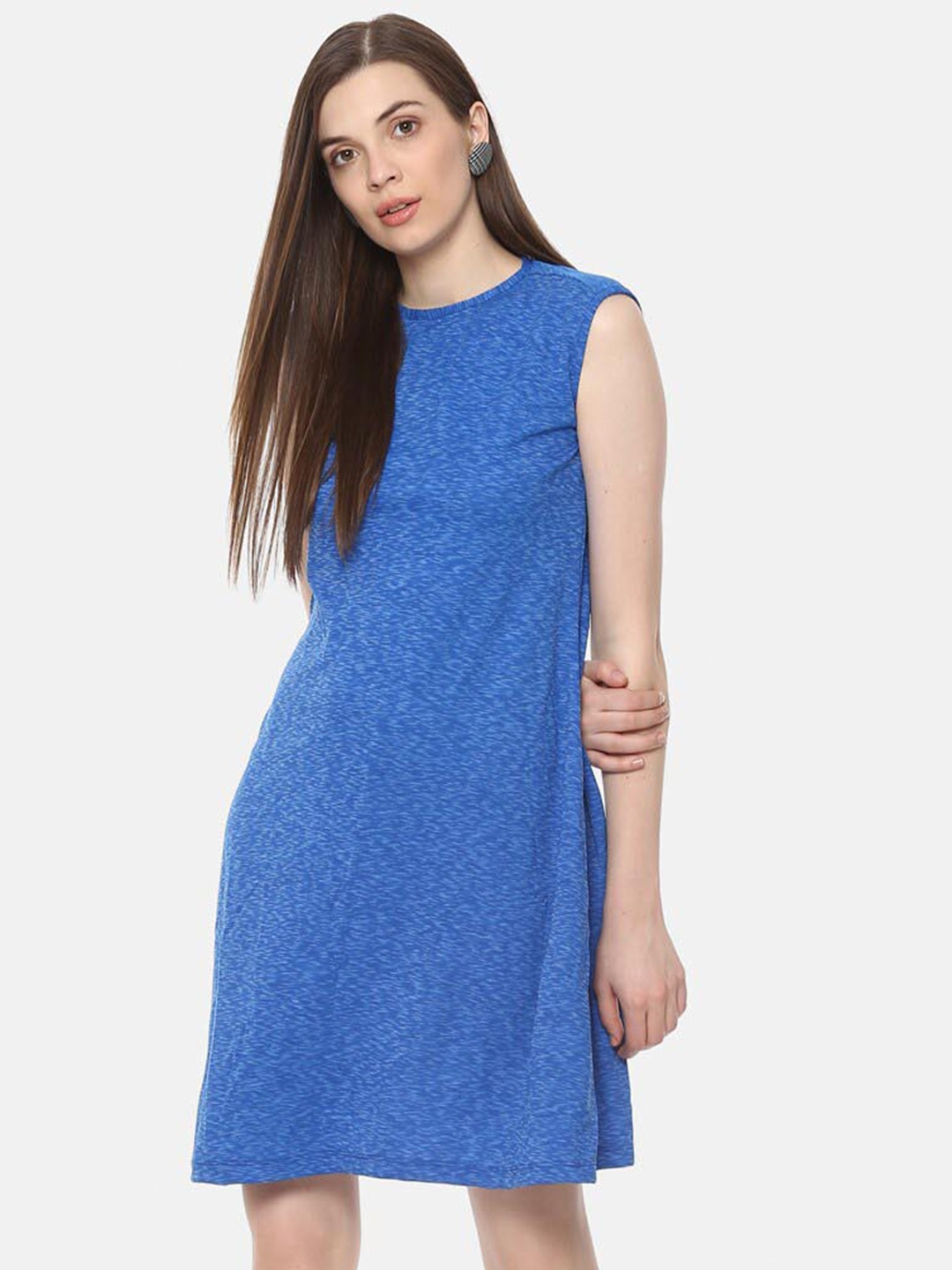 

BAESD Abstract Printed Cotton A-Line Dress, Blue