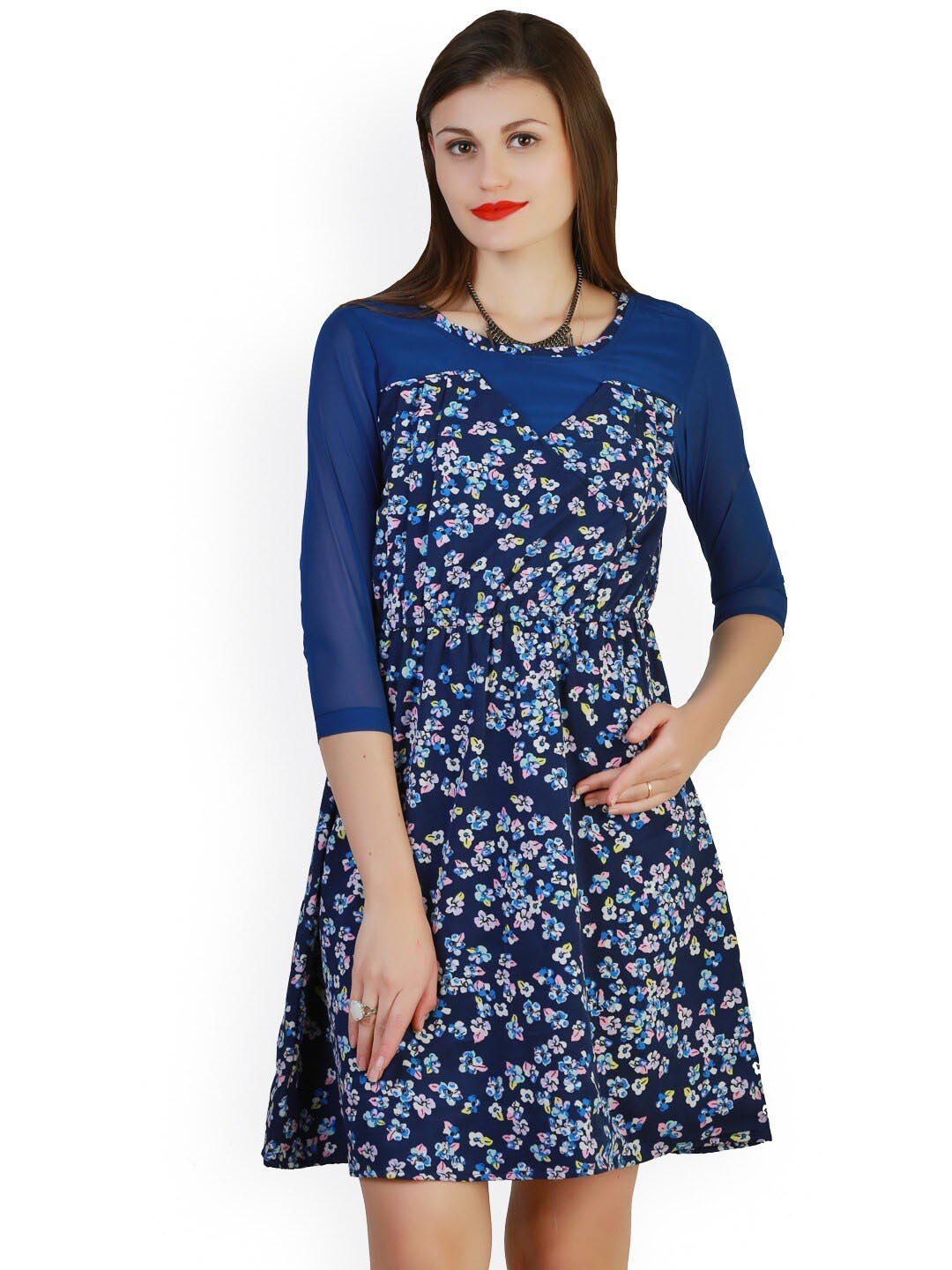 

BAESD Floral Printed Fit & Flare Dress, Blue