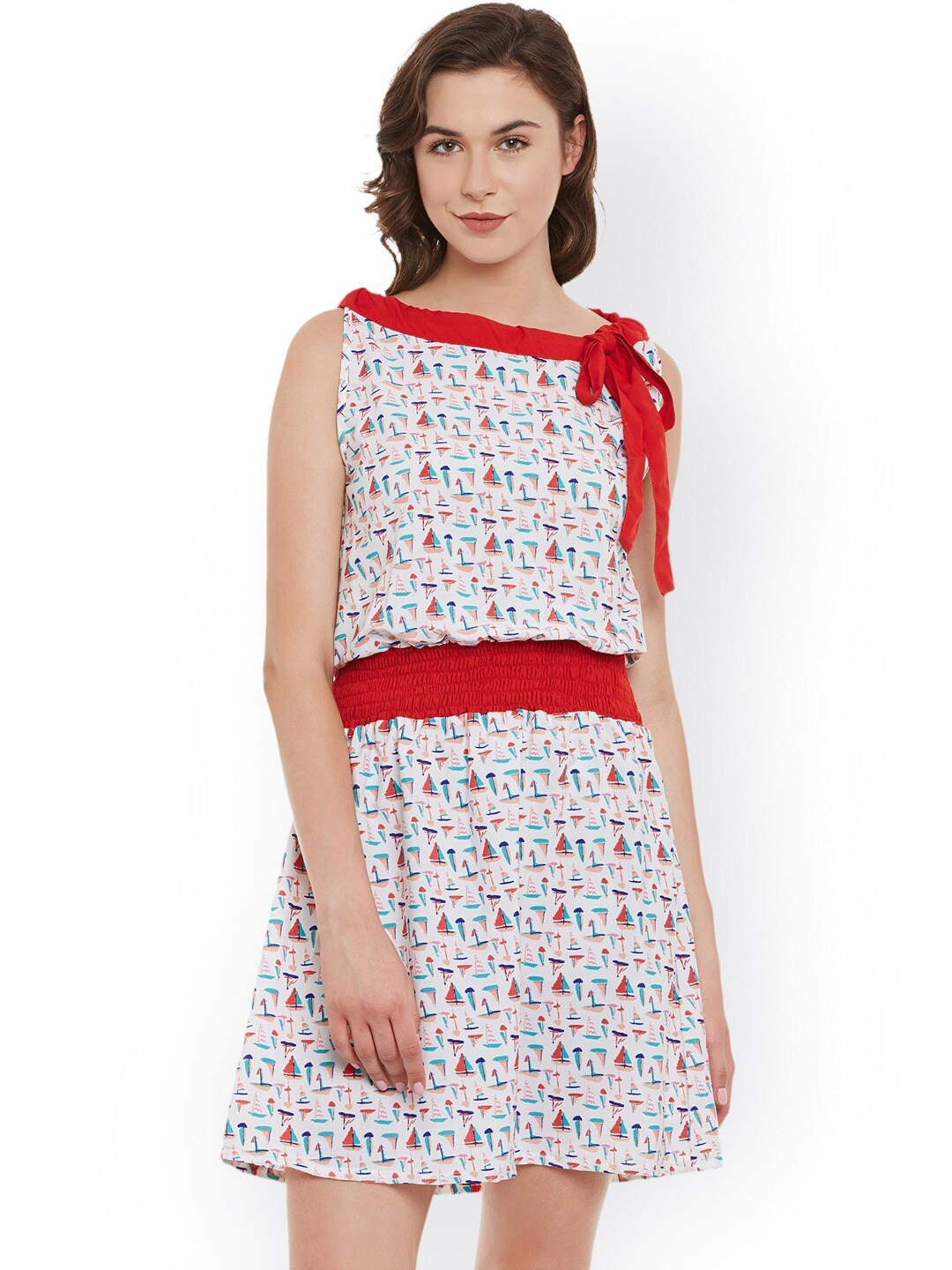 

BAESD Conversational Printed Sleeveless Mini Dress, White