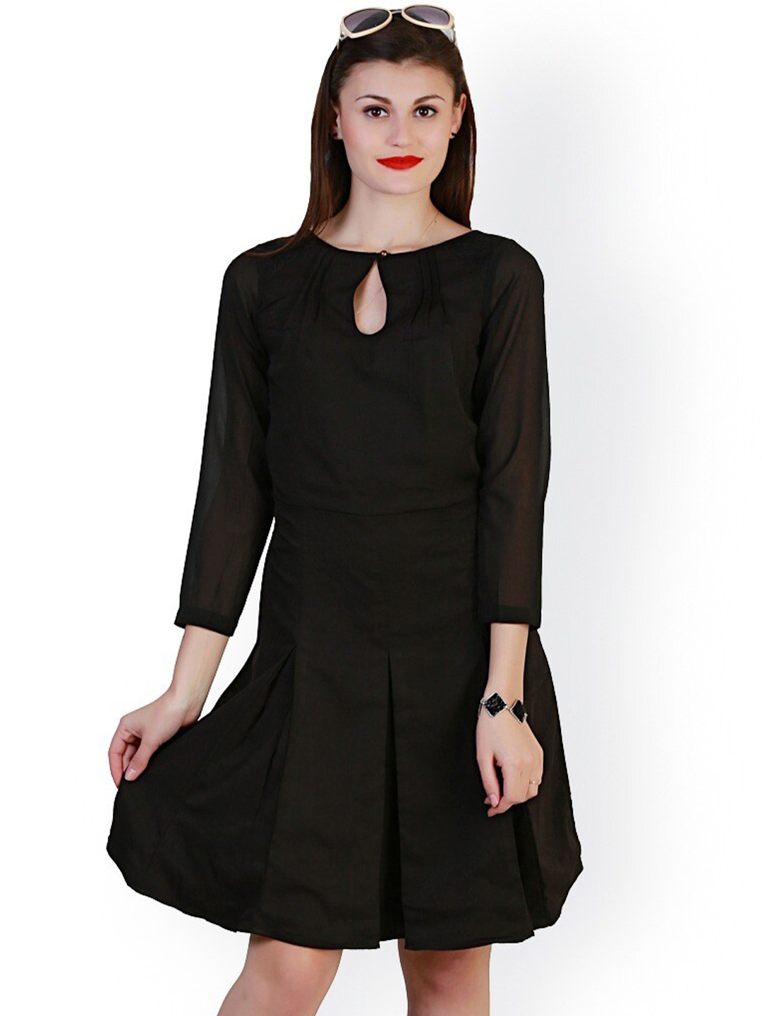 

BAESD Keyhole Neck A-Line Dress, Black