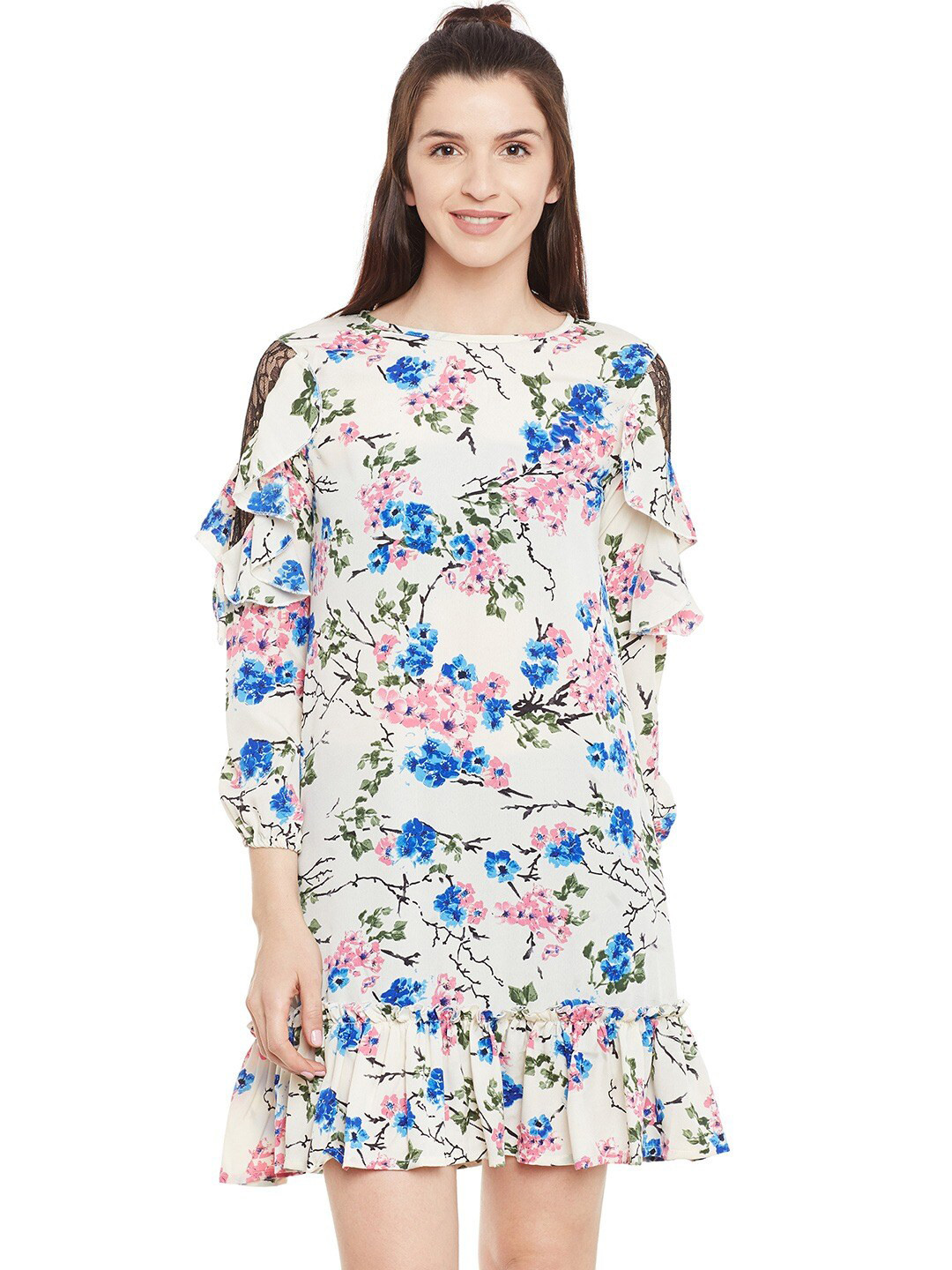 

BAESD Floral Printed A-Line Dress, Off white