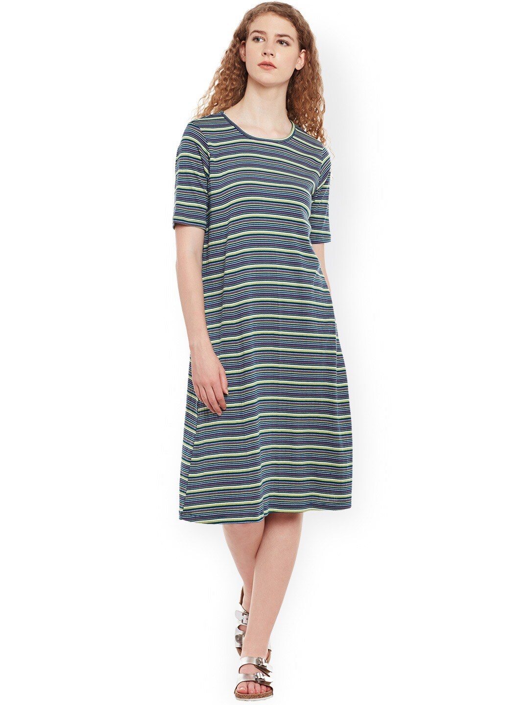 

BAESD Horizontal Striped Maxi Cotton Mini Dress, Green
