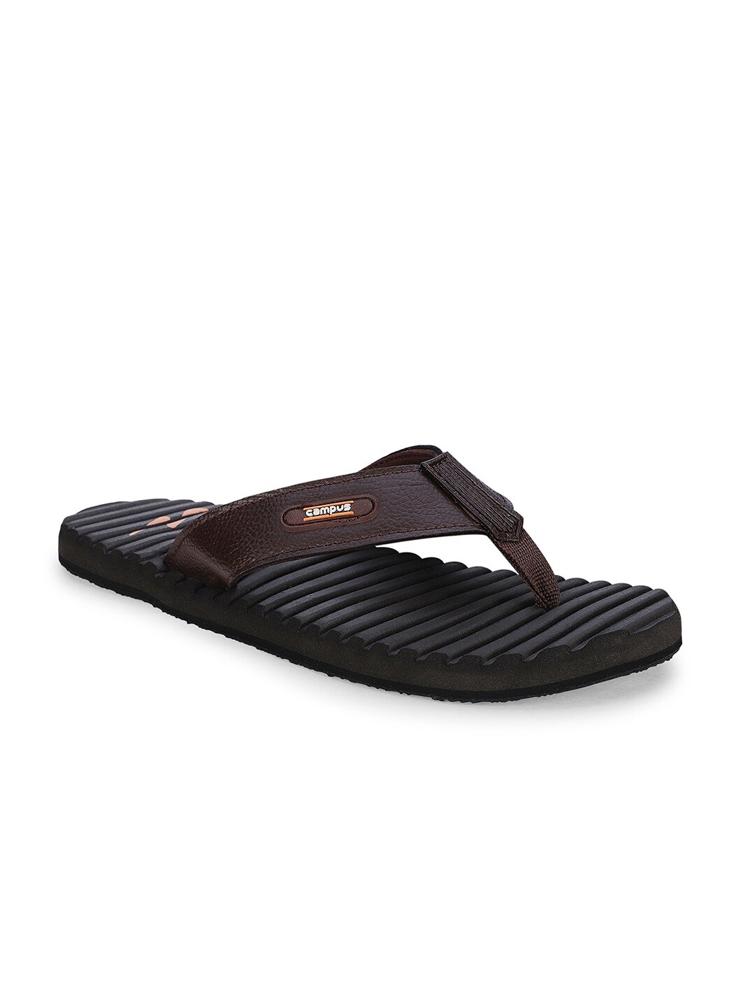 

Campus Men Textured Anti-Skid Thong Flip-Flops, Brown