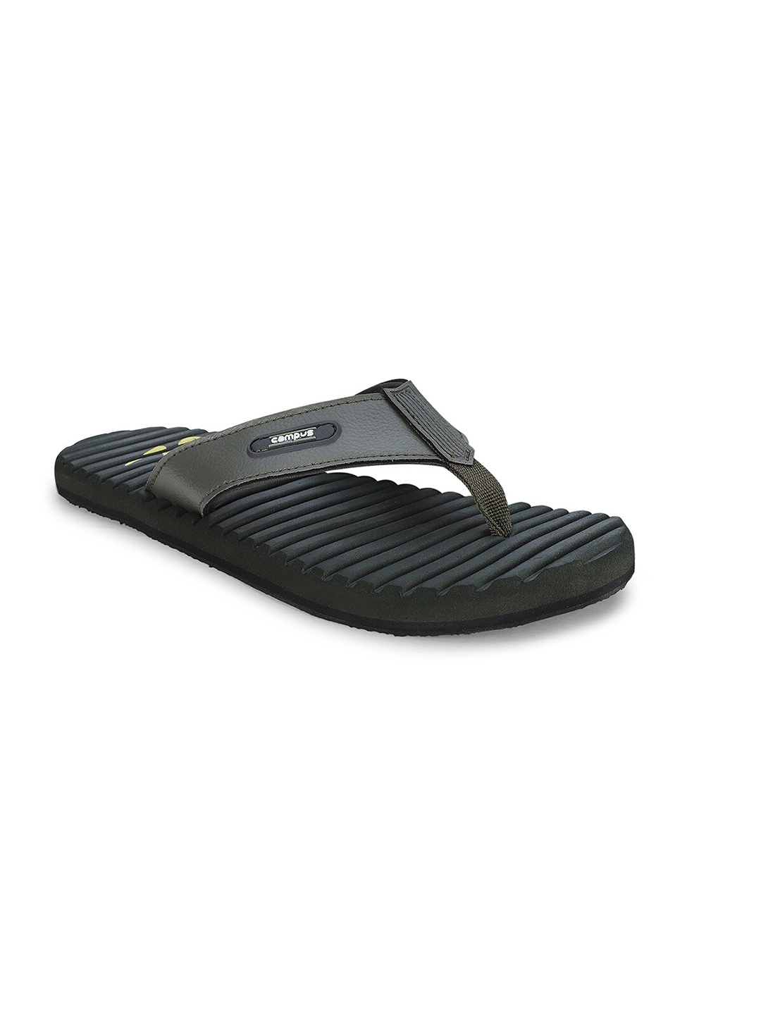 

Campus Men Textured Anti-Skid Thong Flip-Flops, Olive