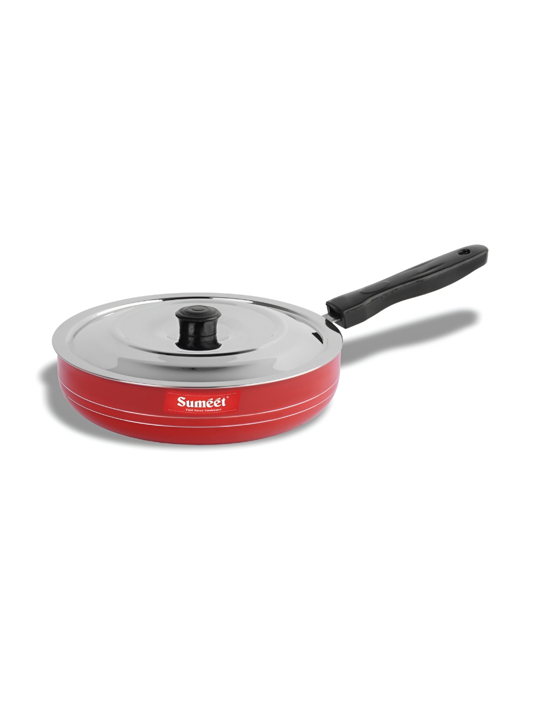 

Sumeet Cookware Red Aluminium Dishwasher Safe Frying Pan with Lid