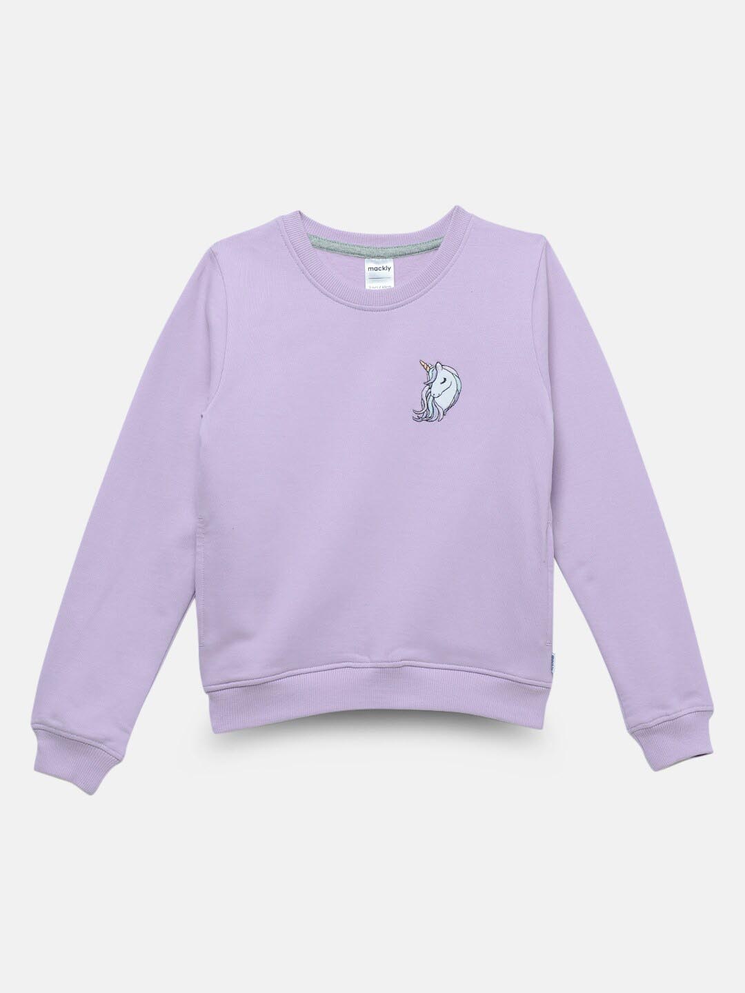 

mackly Girls Round Neck Pullover Sweatshirt, Purple