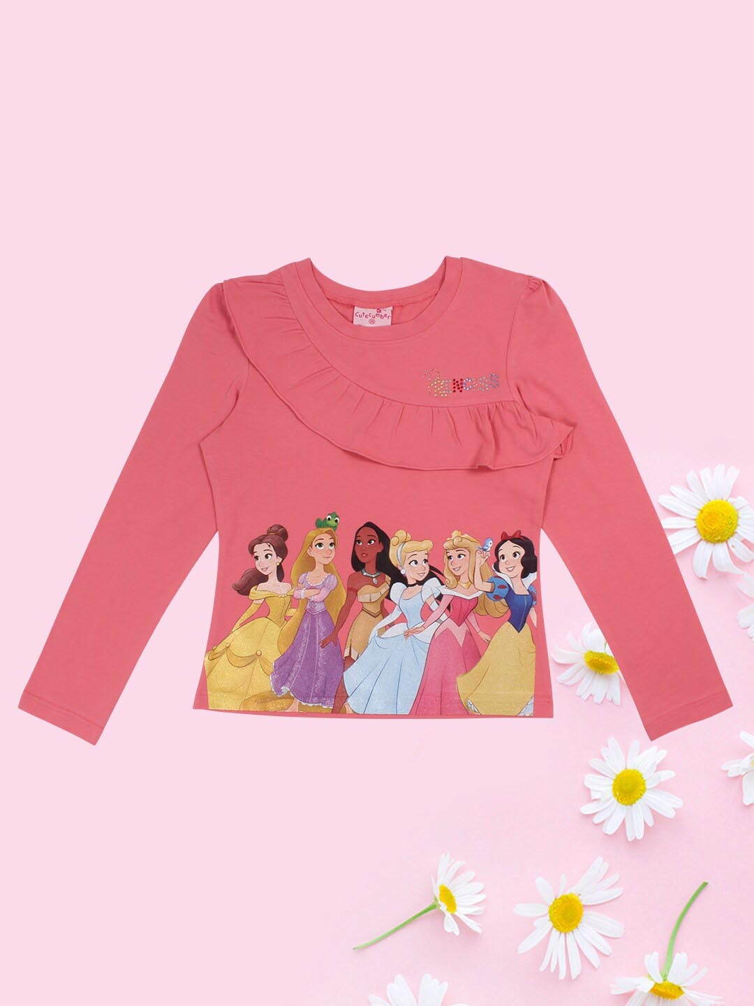 

CUTECUMBER Infant Girls Disney Princess Printed Top, Pink