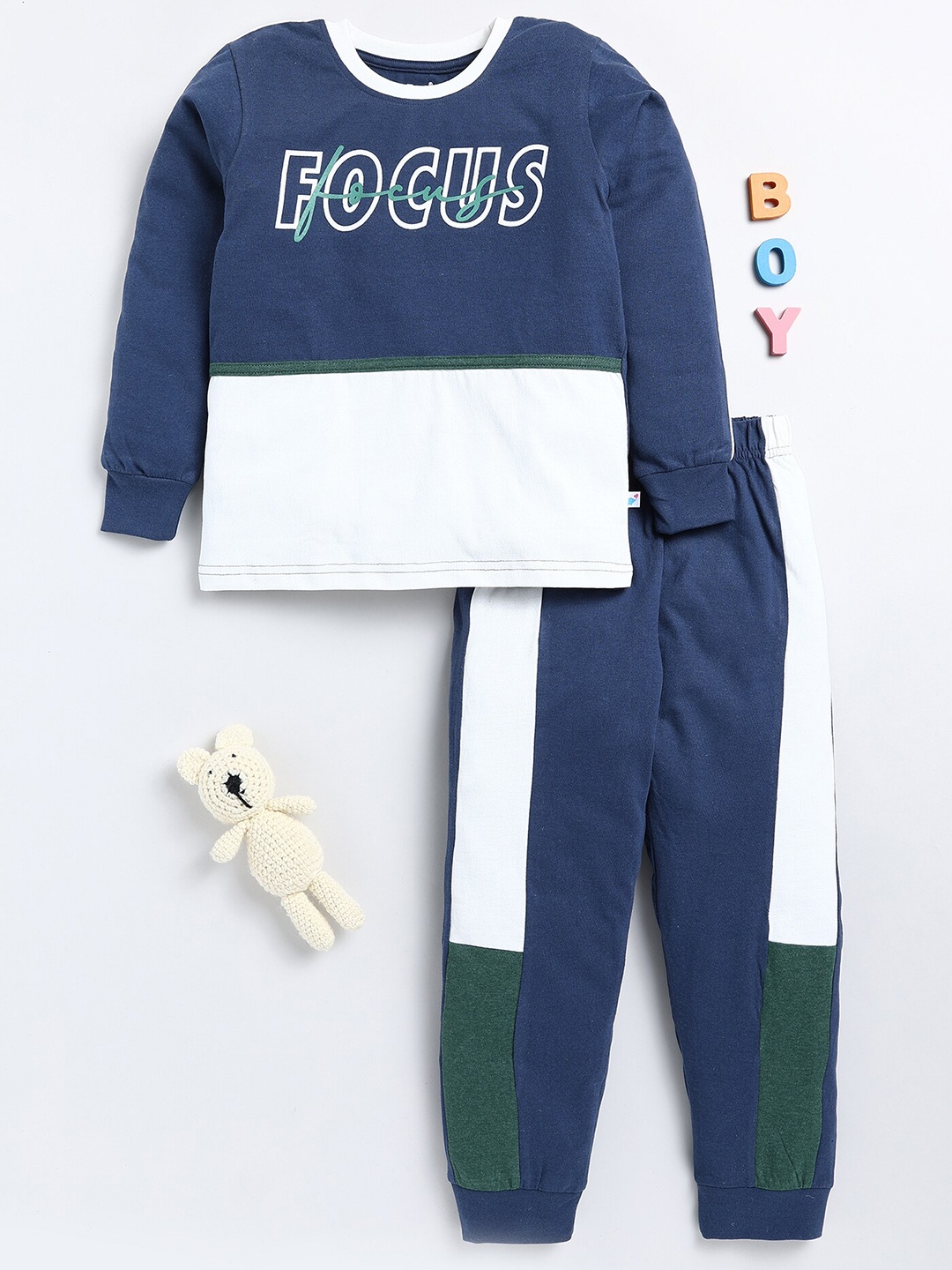 

Toonyport Boys Printed Pure Cotton T-shirt with Trousers, Blue