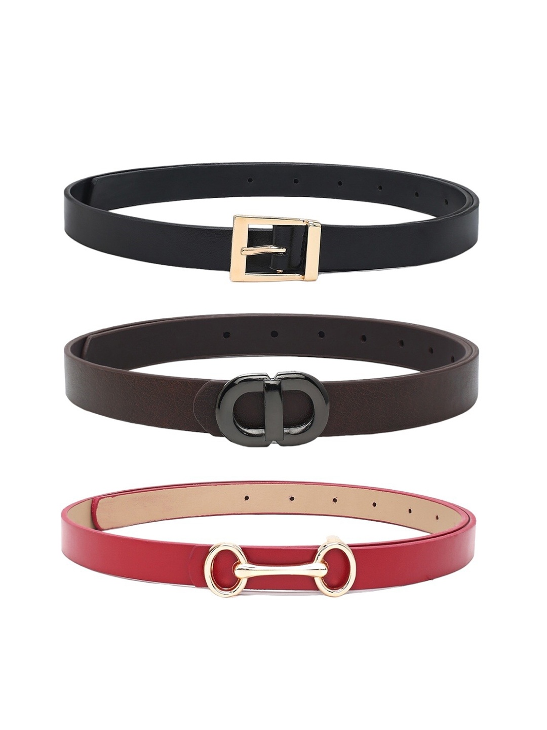 

CRUSSET Women Set Of 3 Textured Belt, Brown