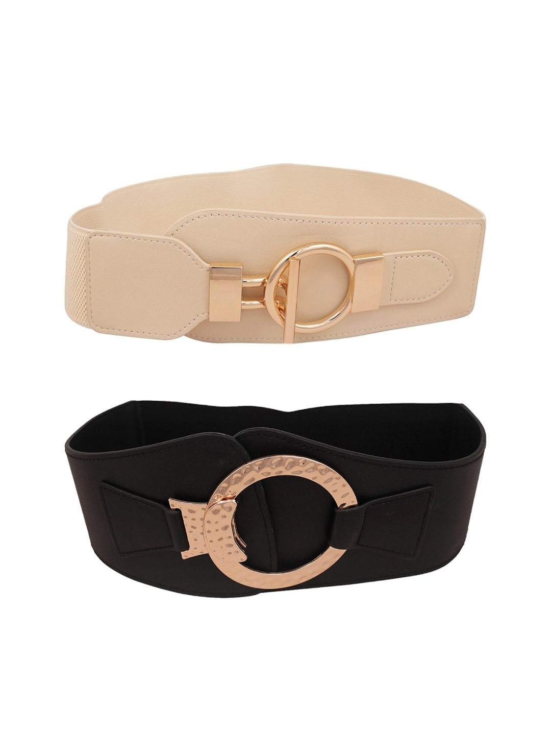 

CRUSSET Women Set Of 2 Stretchable Belts, Cream