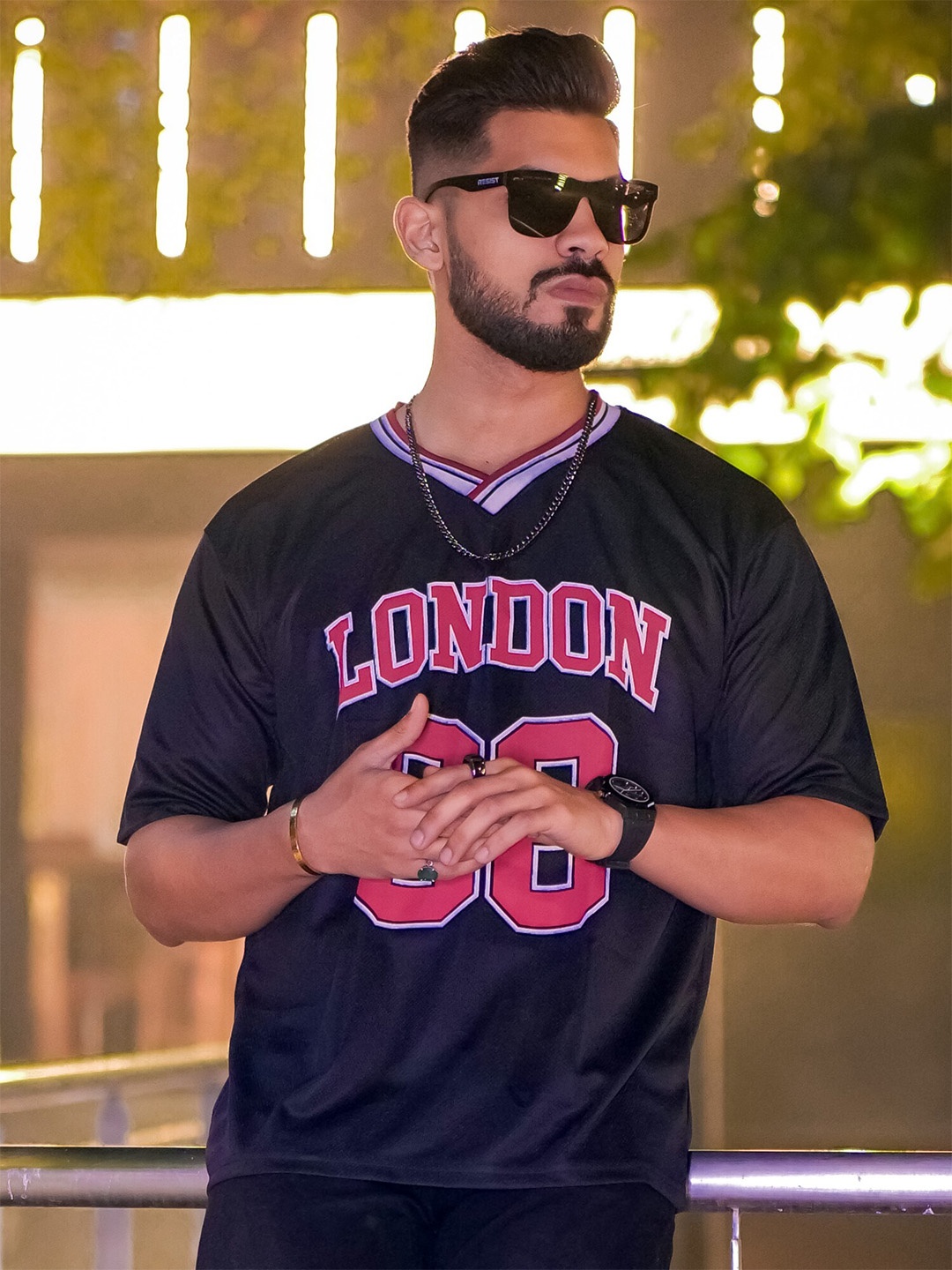

Maniac Varsity Printed Oversized T-shirt, Navy blue