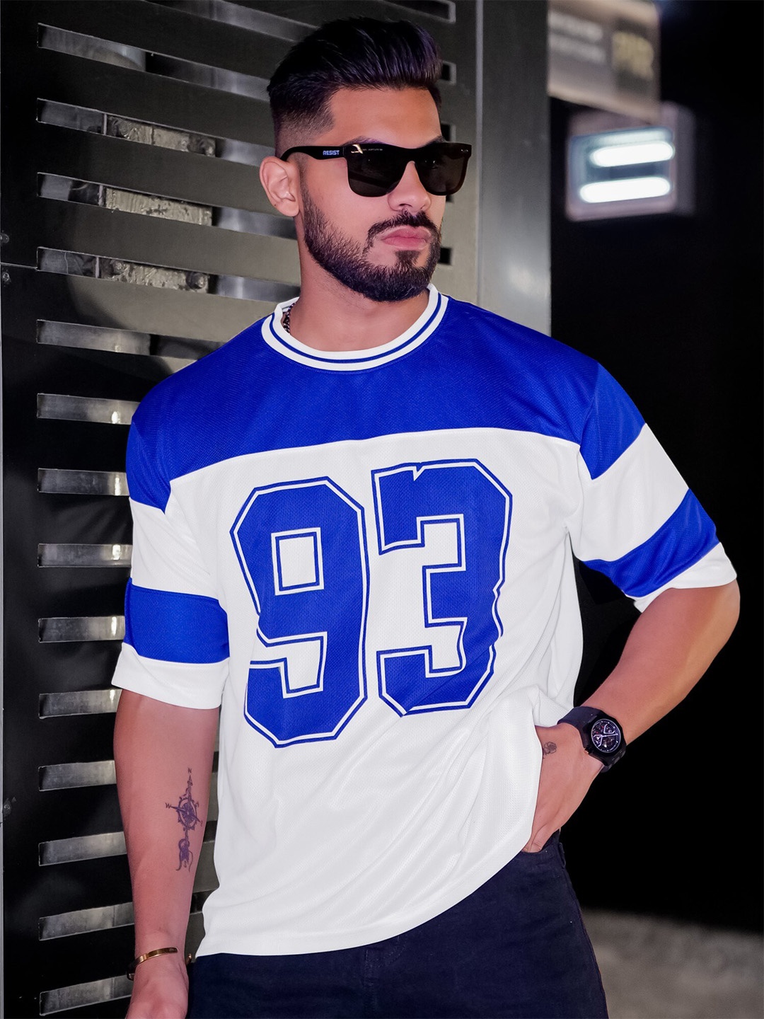 

Maniac Varsity Printed Oversized T-shirt, Blue