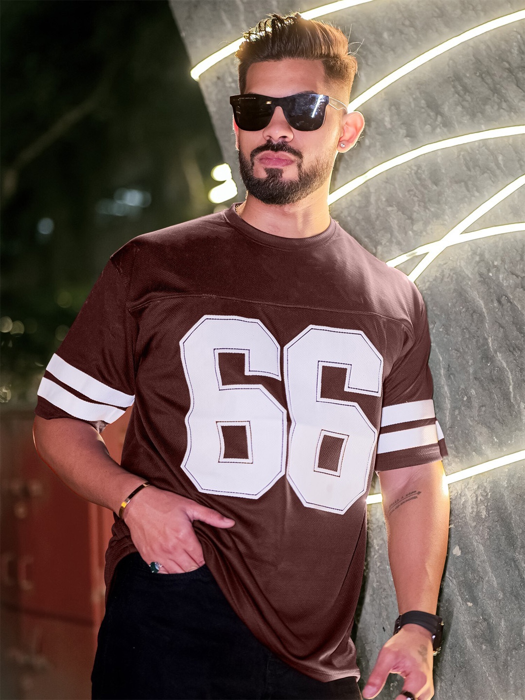 

Maniac Varsity Printed Oversized T-shirt, Brown