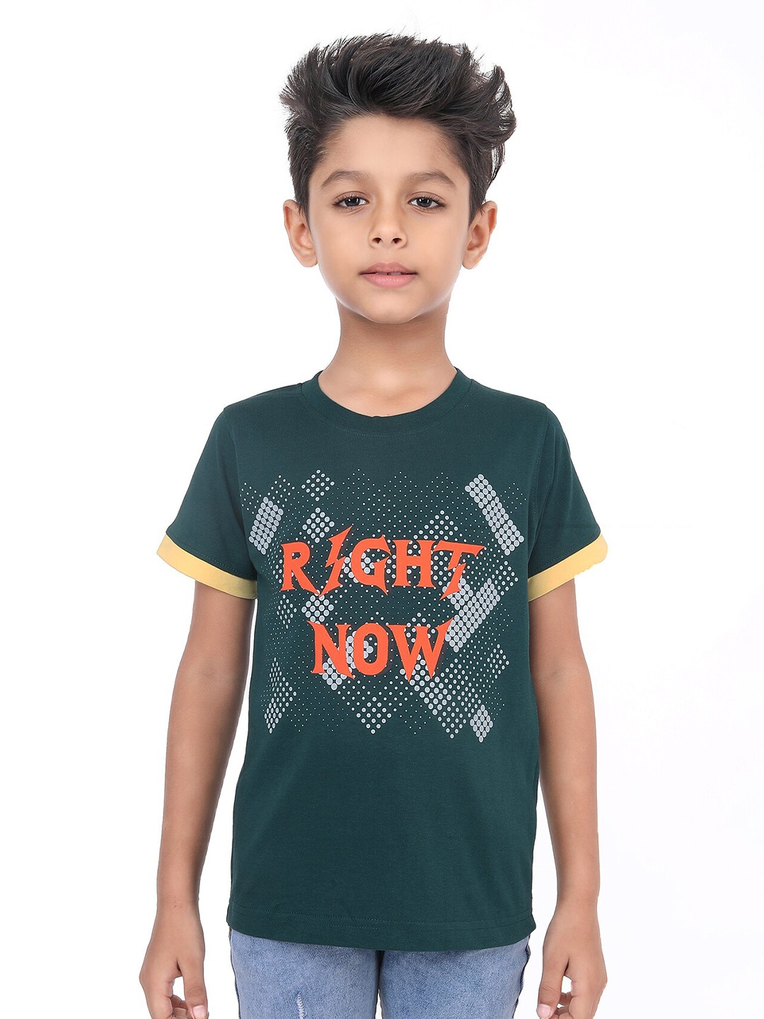 

BAESD Boys Typographic Printed Bio Finish Cotton T-shirt, Green