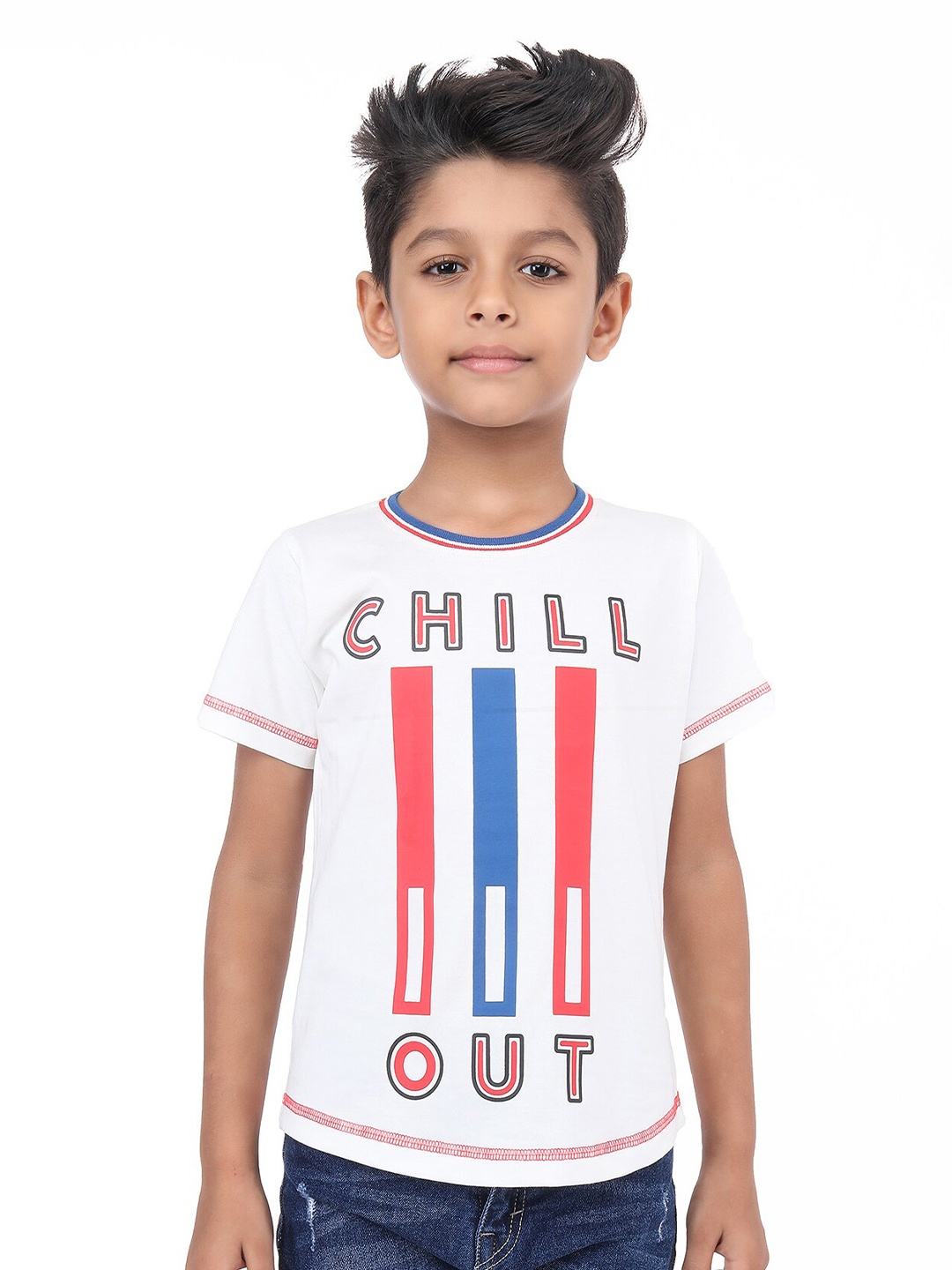 

BAESD Boys Typographic Printed Bio Finish Cotton T-shirt, White