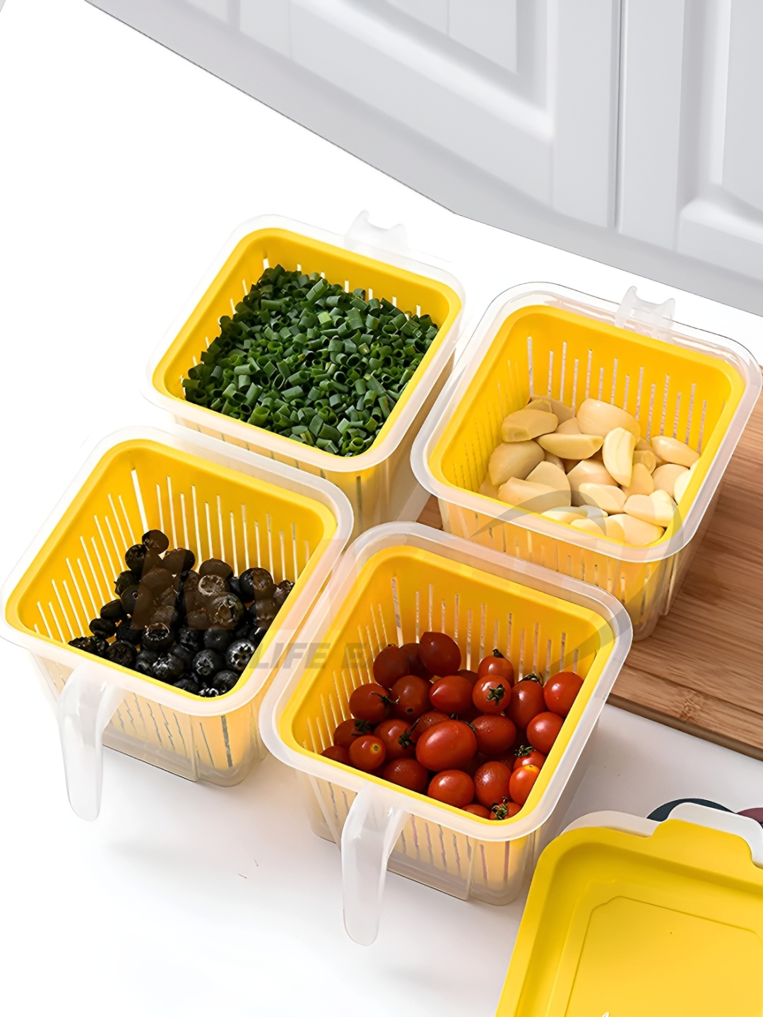 

OMORTEX Yellow 4 Pieces Dishwasher Safe Food Containers 1 L
