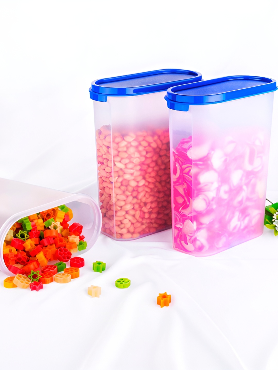 

OMORTEX 4 Pcs Transparent & Blue Dishwasher Safe Food Container
