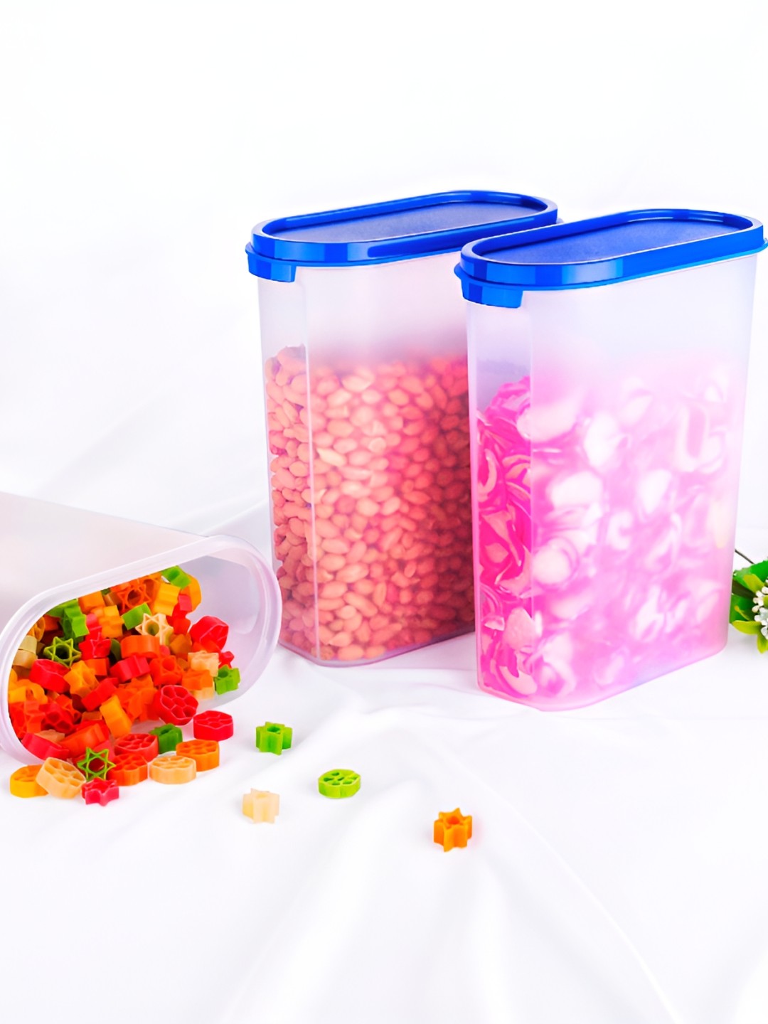 

OMORTEX 6 Pcs Transparent & Blue Food Container - 2.5 L Each