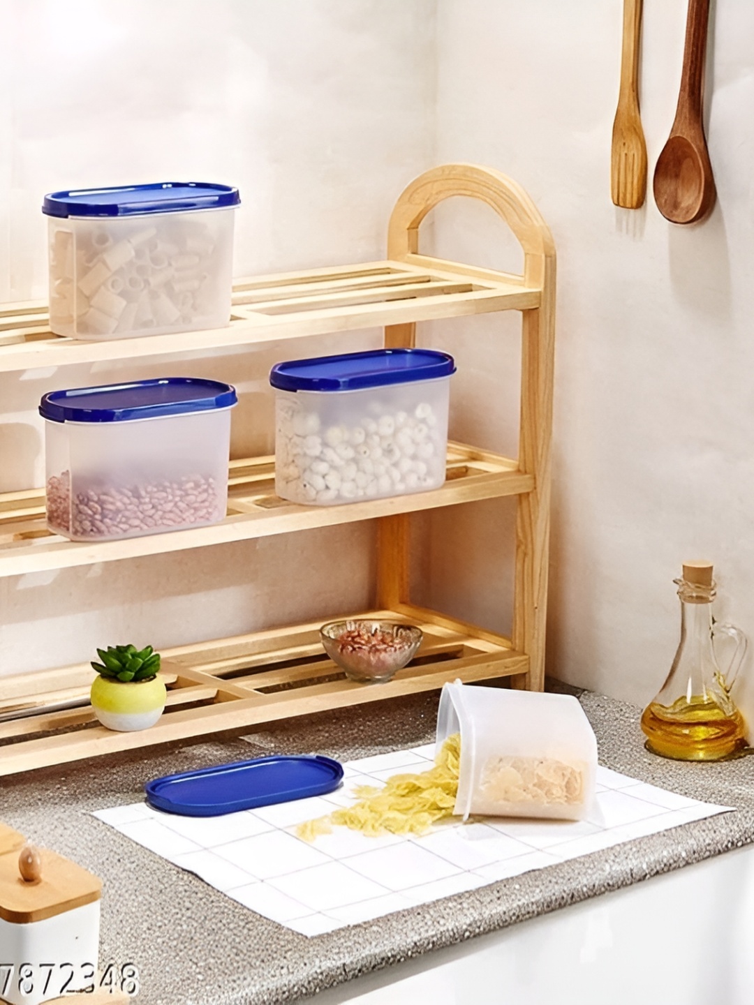 

OMORTEX Blue & Transparent 6 Pieces Plastic Dishwasher Safe Food Containers
