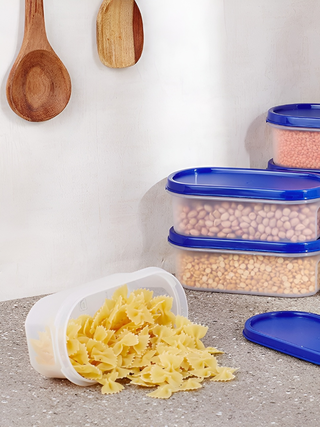 

OMORTEX Transparent & Blue 8 Pieces Dishwasher Safe Food Containers 600 ML Each