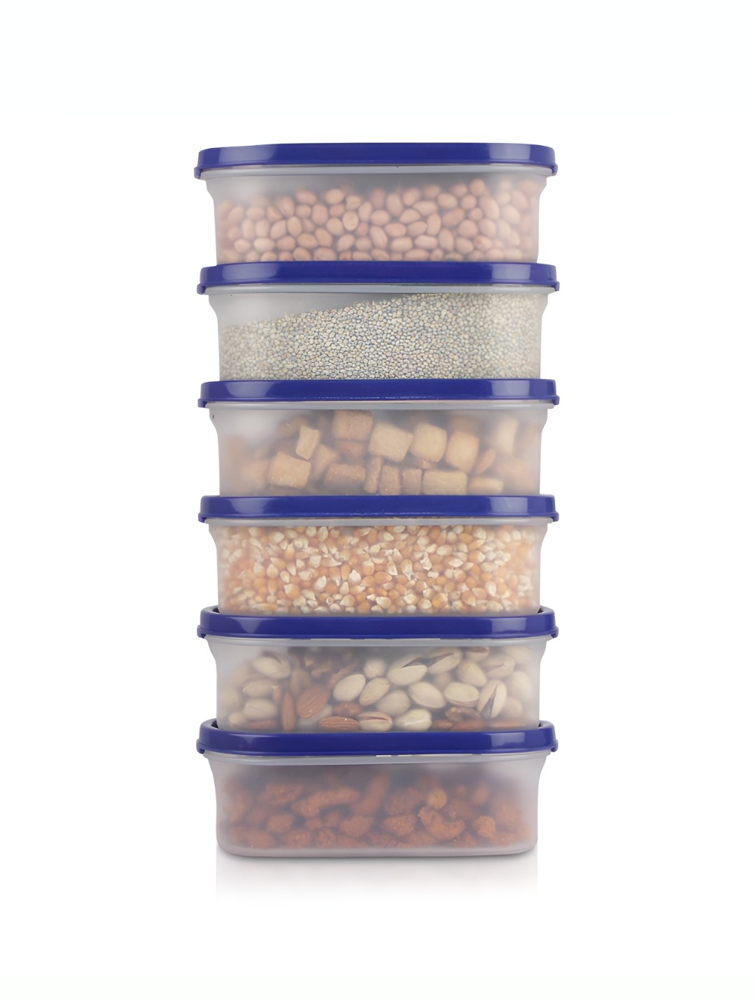 

OMORTEX Transparent & Blue 6 Pieces Dishwasher Safe Food Container 500 ml Each