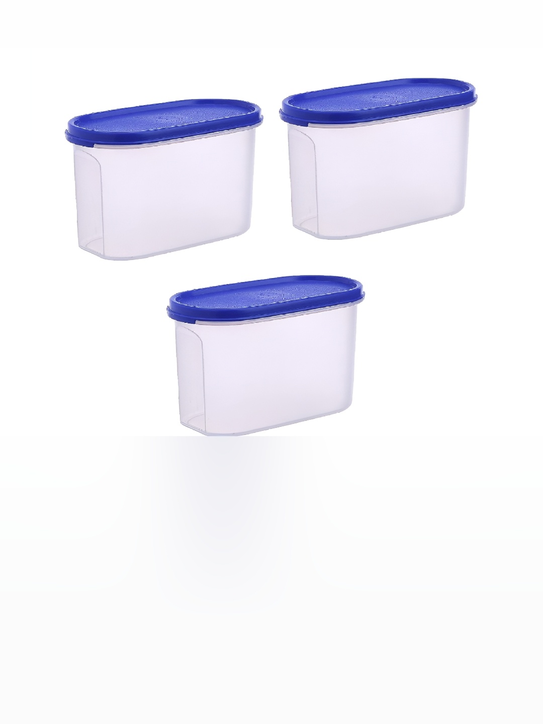 

OMORTEX 3 Pcs Transparent & Blue Dishwasher Safe Food Container - 1 L Each