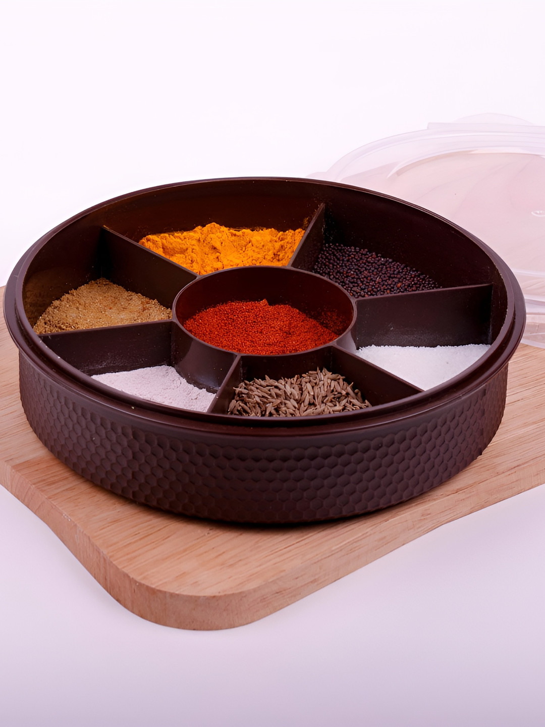 

OMORTEX Brown Dishwasher Safe Spice Masala Box