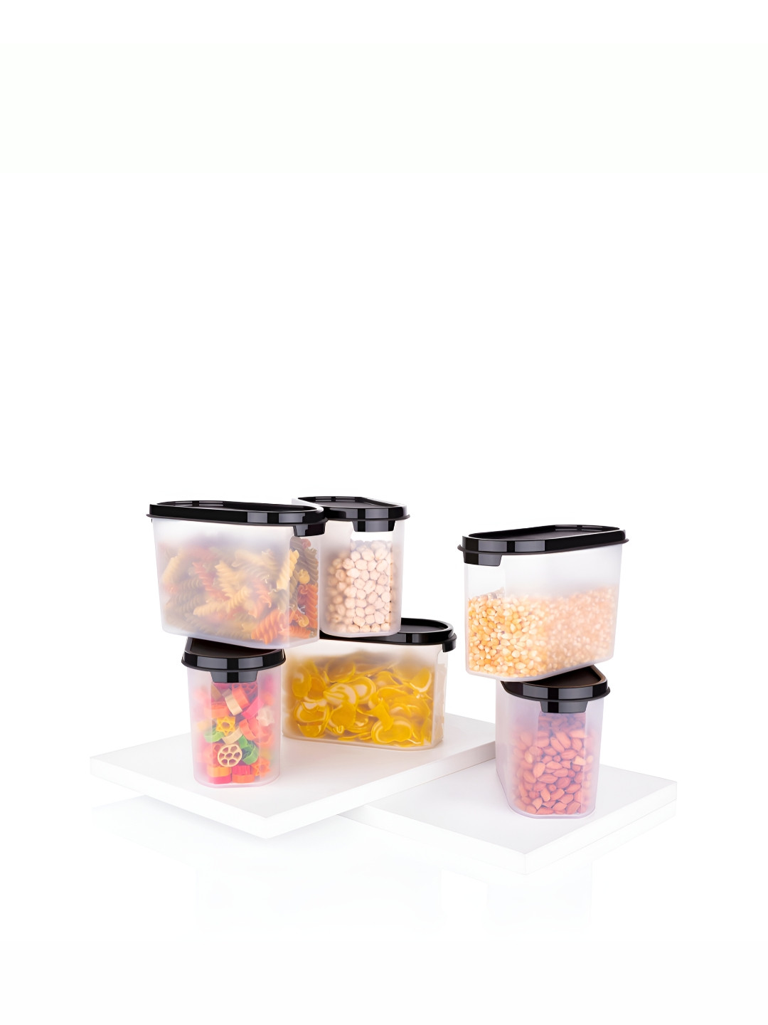 

OMORTEX Transparent & Black 6 Pieces Dishwasher Safe Food Container 1 L Each