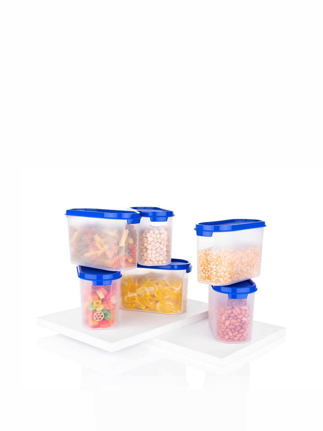 

OMORTEX Blue & Transparent 6 Pieces Dishwasher Safe Food Container 1L Each