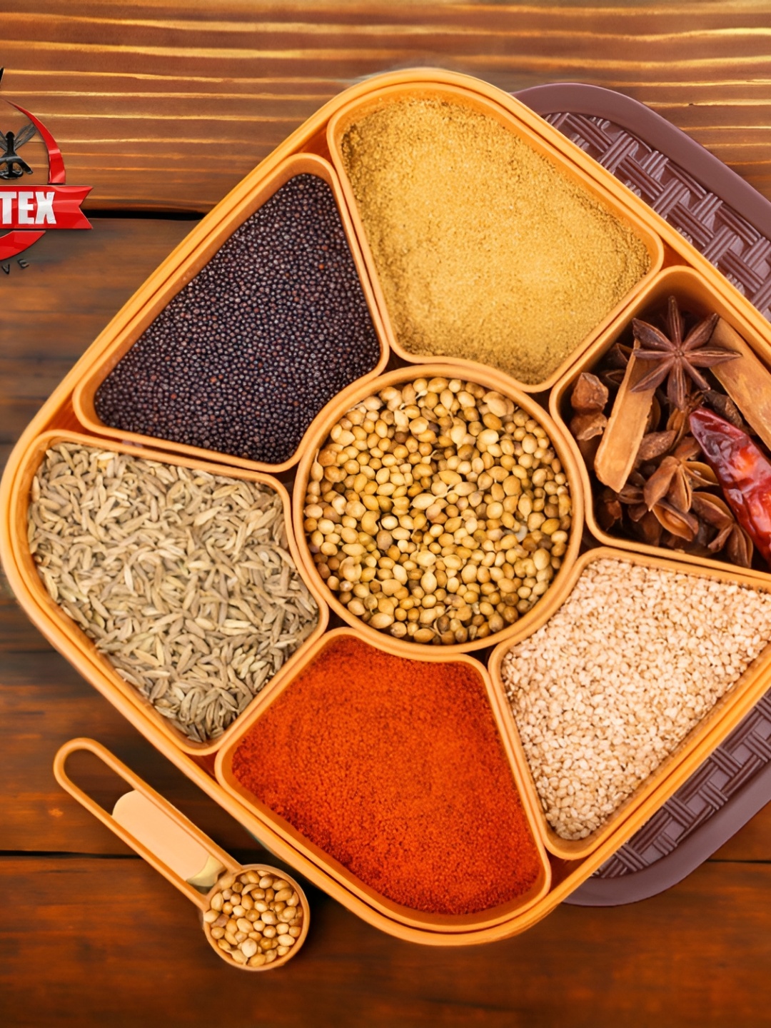 

OMORTEX Brown Dishwasher Safe Spice Box