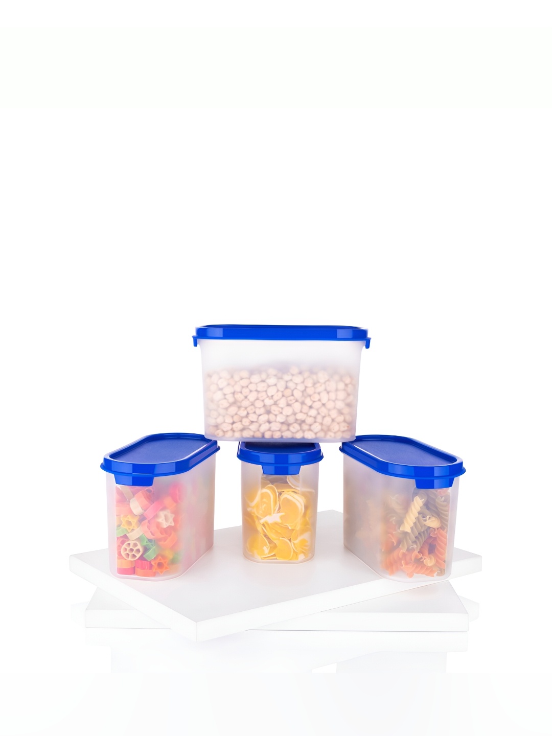 

OMORTEX Blue & Tranparent 4 Pieces Dishwasher Safe Food Containers 1 L